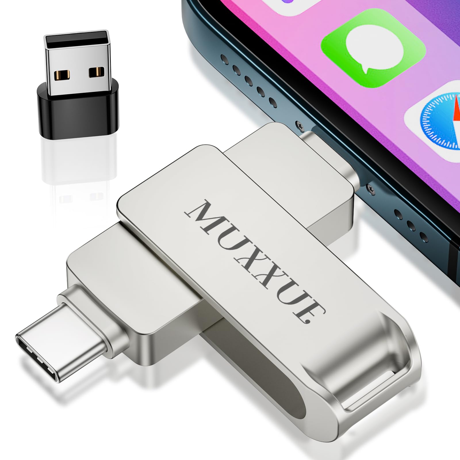 Muxxue Chiavetta USB 256GB 3 in 1 per iPhone/Android/PC