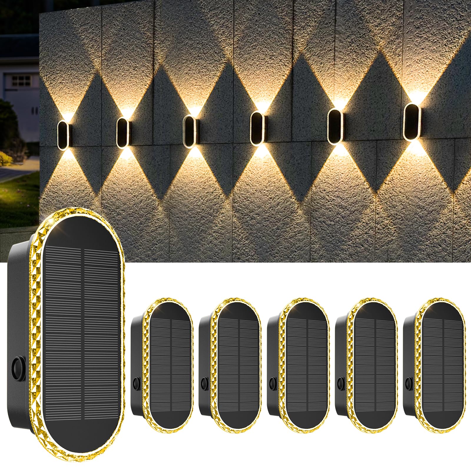 Agotd Lampada Solare da Parete per Esterni (6 pezzi)