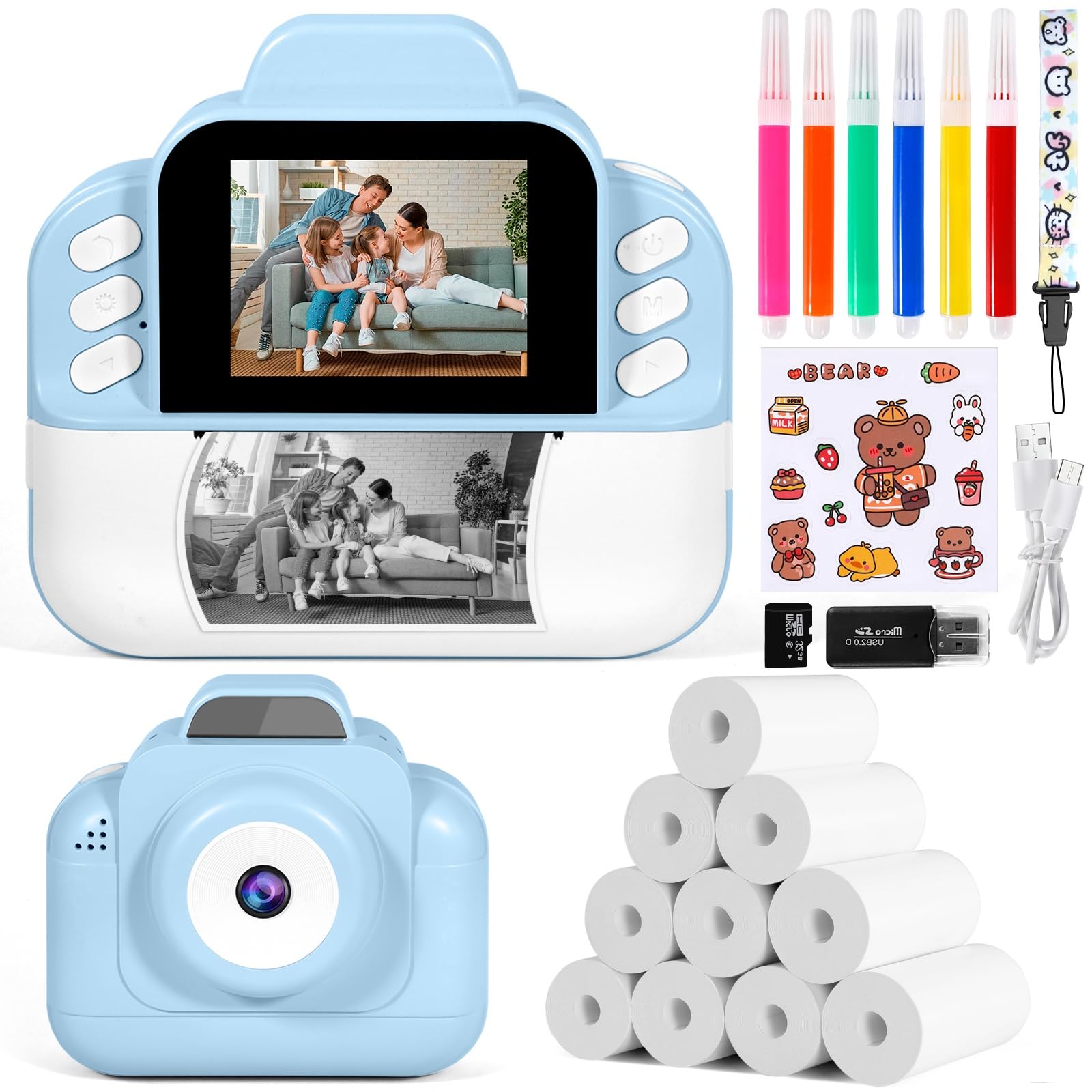Fotocamera Istantanea Per Bambini – 2.4'' HD 1080P Con Stampante Integrata, 32GB E Carta Inclusa, Regalo Perfetto Per 6+ Anni (verde) - 2