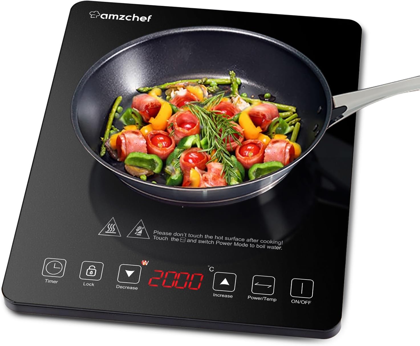 Amzchef Piastra a Induzione Singolo 2000W, Nero