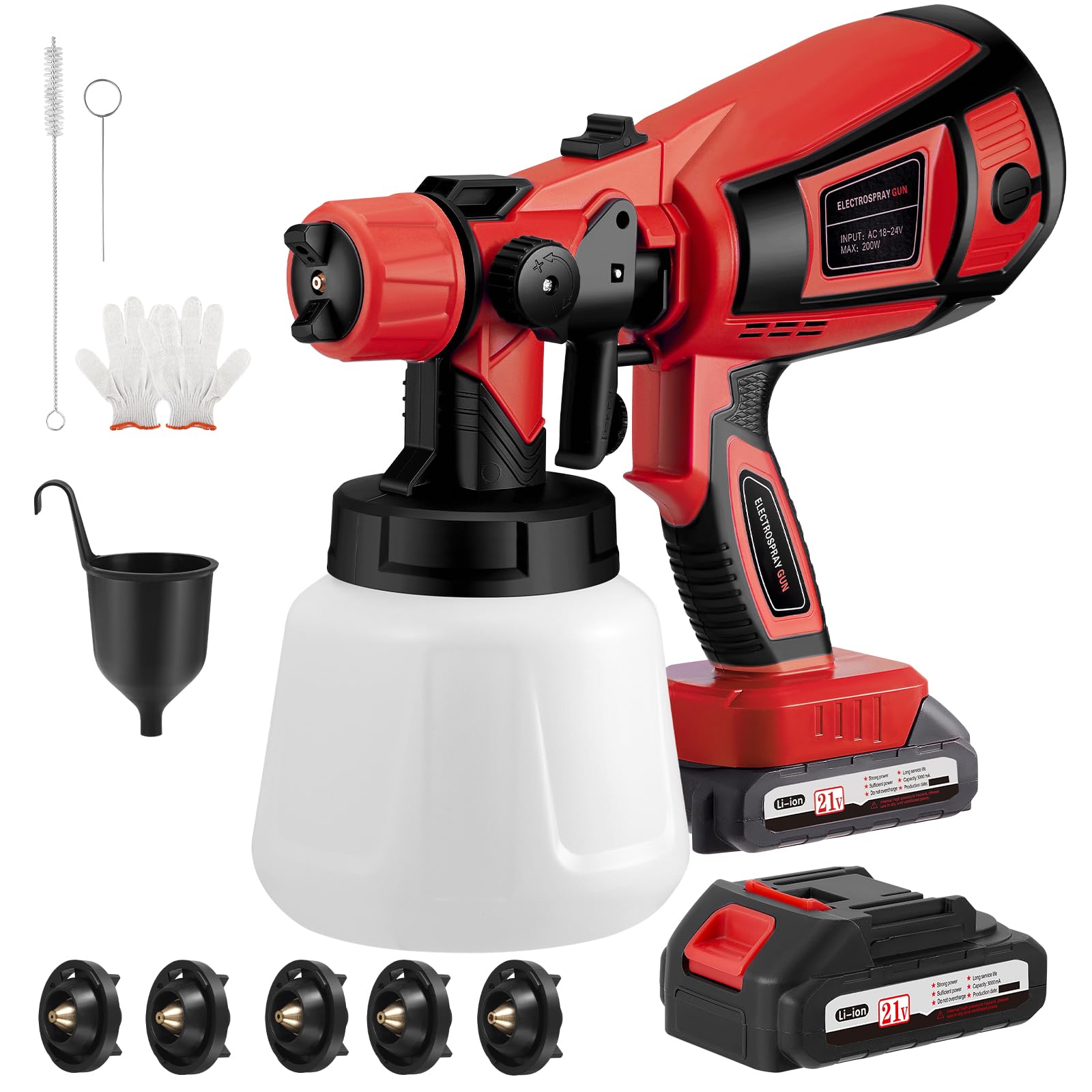 Pistola a Spruzzo per Vernice 21V Senza Fili 900ML