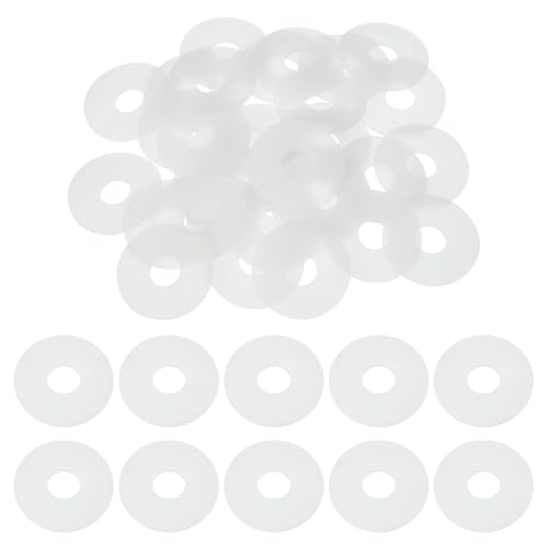 QUARKZMAN 30 Pcs Guarnizioni Piatte in Silicone M13 13mm ID 40mm OD 2mm Spessore Piatte Grommet Guarnizione in Plastica Fascetta Distanziale Anello di Guarnizione per Tubo dell'Acqua, Bianco