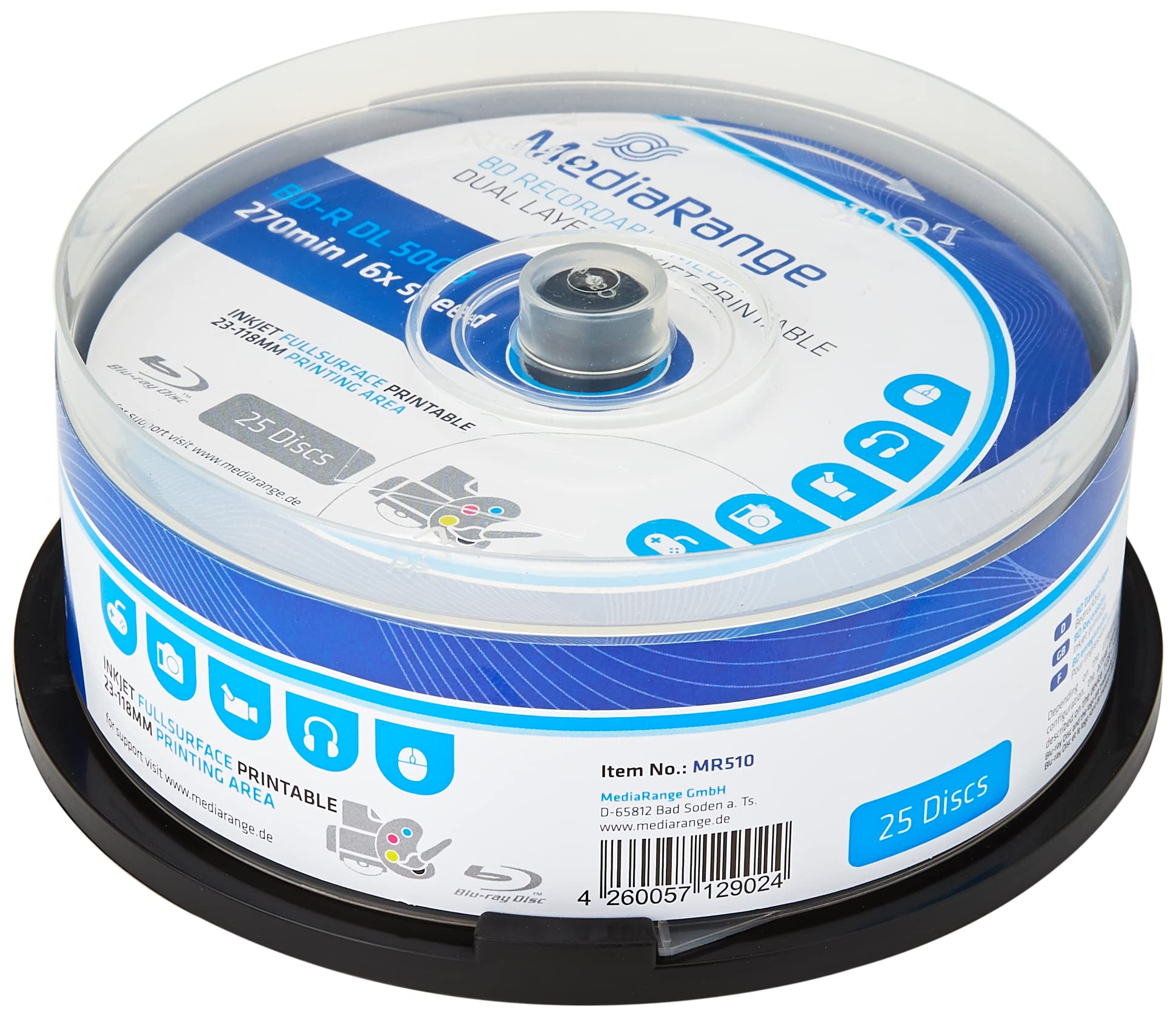 MediaRange MR510 BD-R DL 50GB 25pezzo(i) disco vergine Blu-Ray