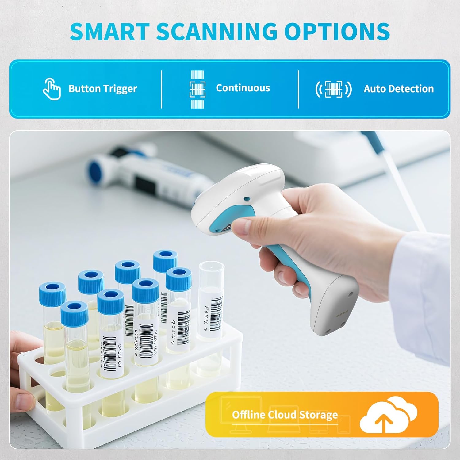 Netum RD-1962 Scanner Barcode 1D/2D Wireless Blu-Bianco - immagine 4