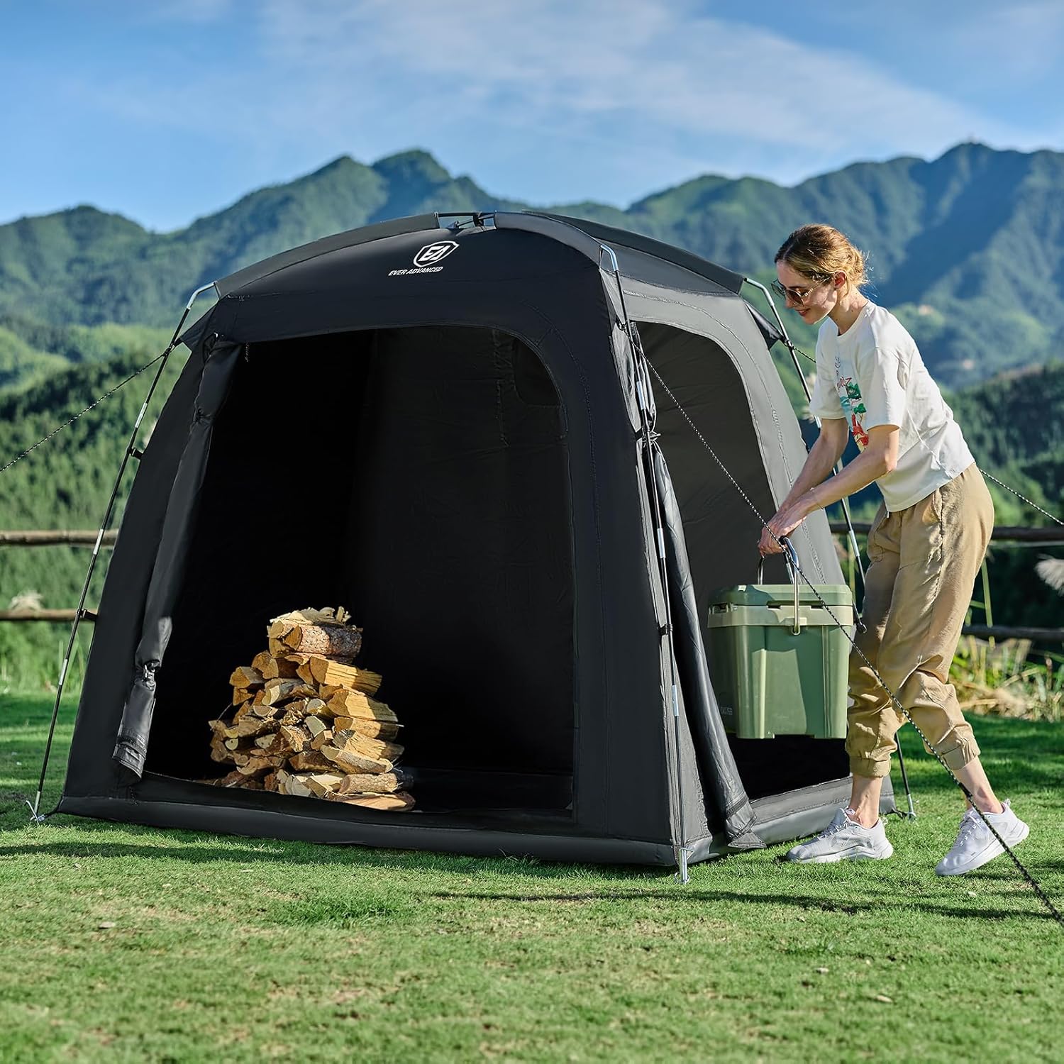 EVER ADVANCED Tenda per bicicletta per 2-3 biciclette, colore: Nero - immagine 2