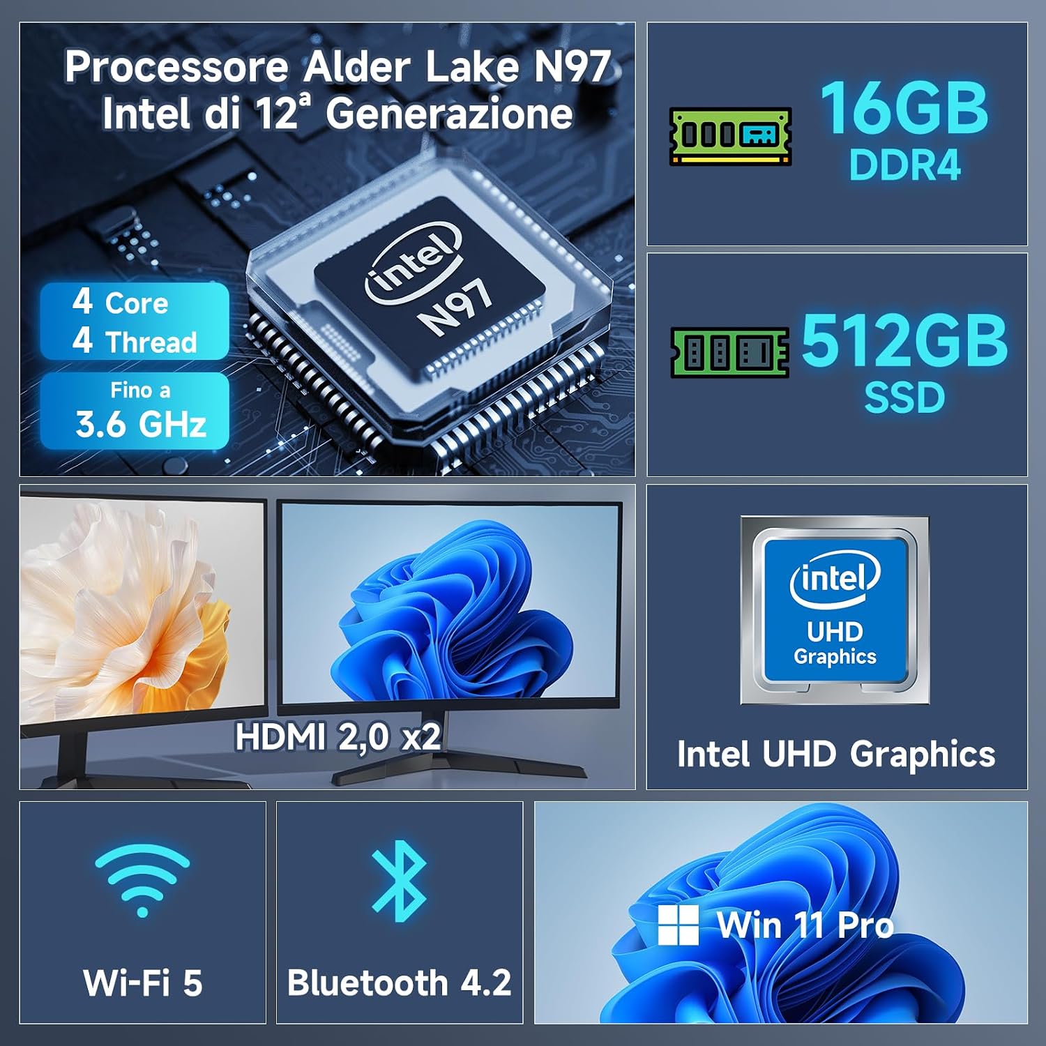 Bmax Mini PC Intel N97 16GB RAM 512GB SSD Win 11 Pro | Velz