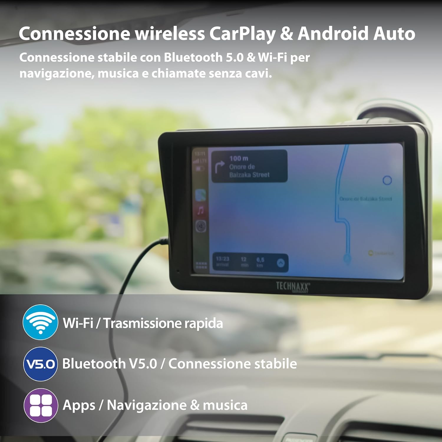 Technaxx TX-320 - Display 7” Wireless Car Play & Android Auto - immagine 2