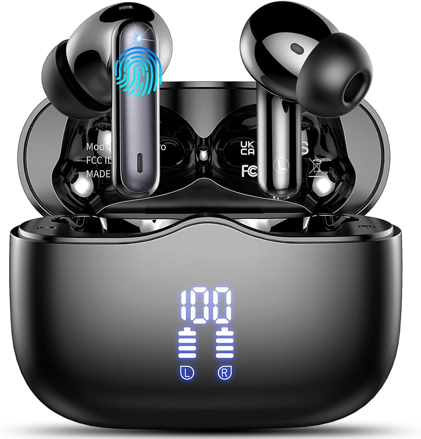 Cuffie Bluetooth 5.4 In Ear HD HiFi Stereo 40 Ore - Nero