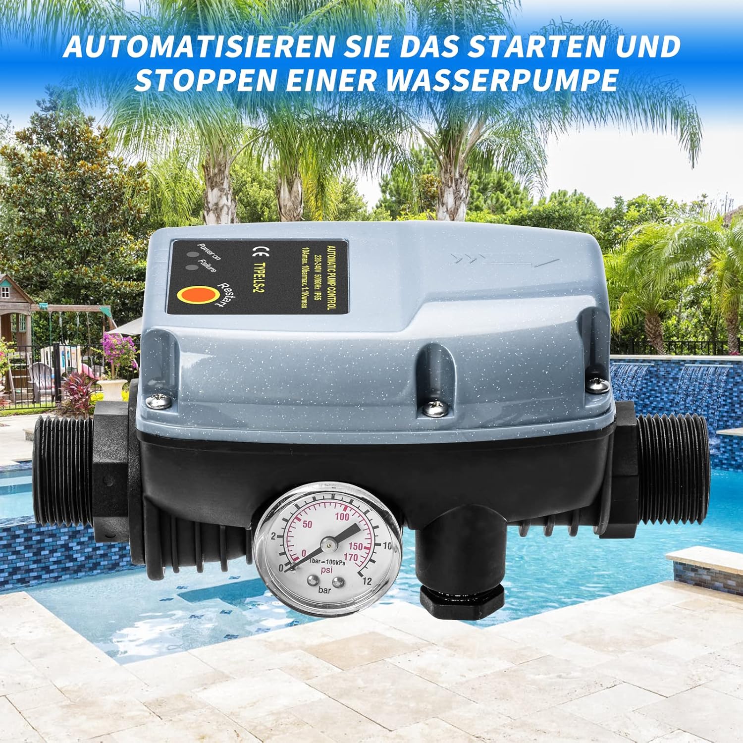 Briidea Regolatore Pressione Pompa Automatico 10 bar - immagine 2