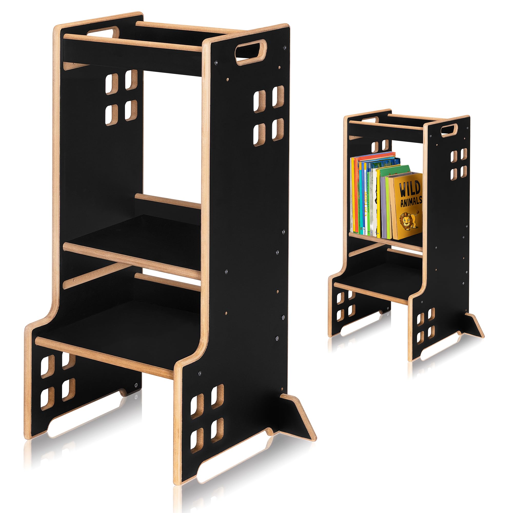 Lionelo CASS Torre Montessori 3in1 per Bambini, Nero