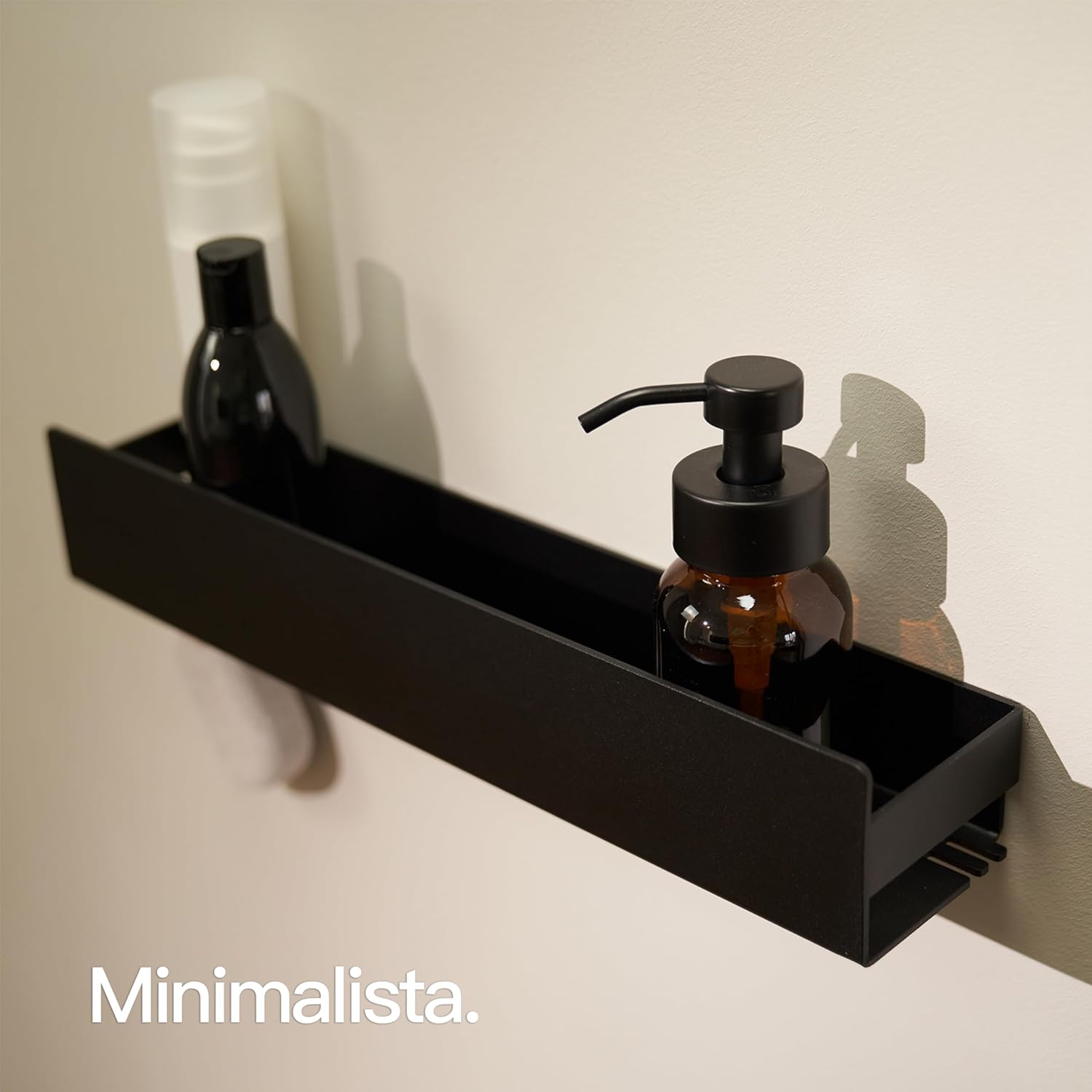Design Amburgo Mensola Doccia Adesiva Nera 42cm - immagine 2