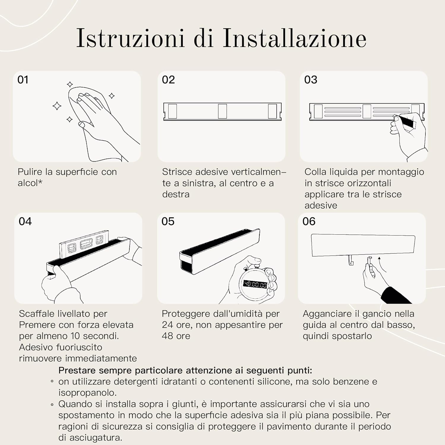 Design Amburgo Mensola Doccia Adesiva Nera 42cm - immagine 6
