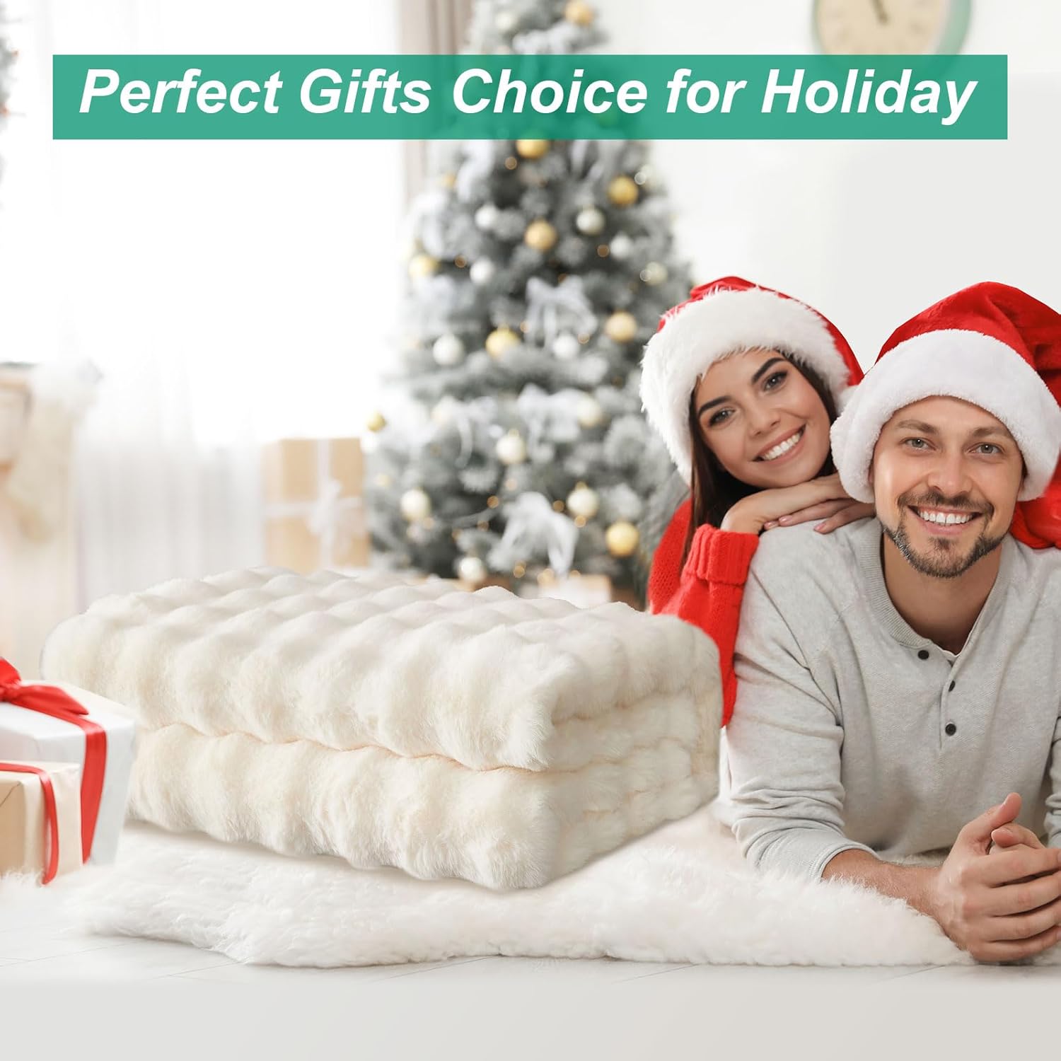 Coperta Soffice Bianca in Pelliccia Sintetica - immagine 2