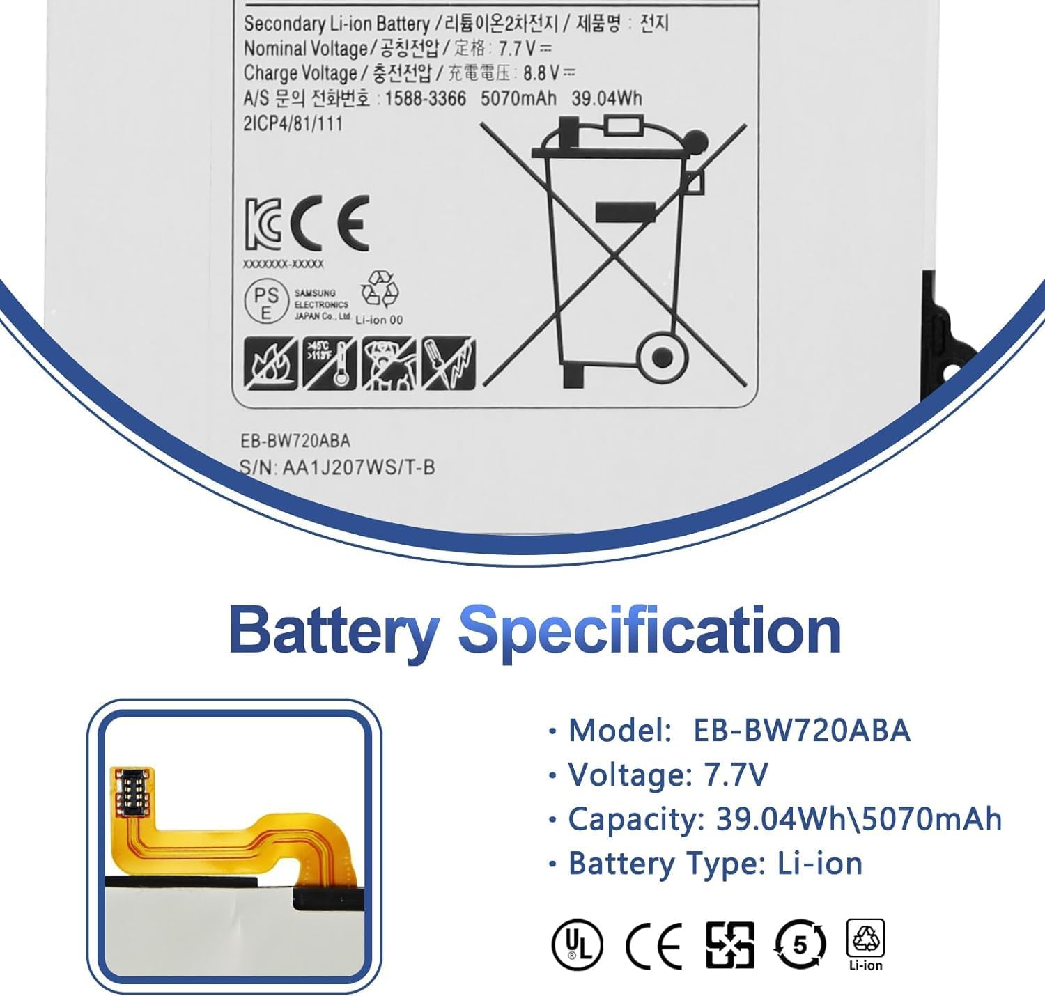 Antiee Batteria Tablet EB-BW720ABA per Samsung ChromeBook Plus V2 - immagine 2