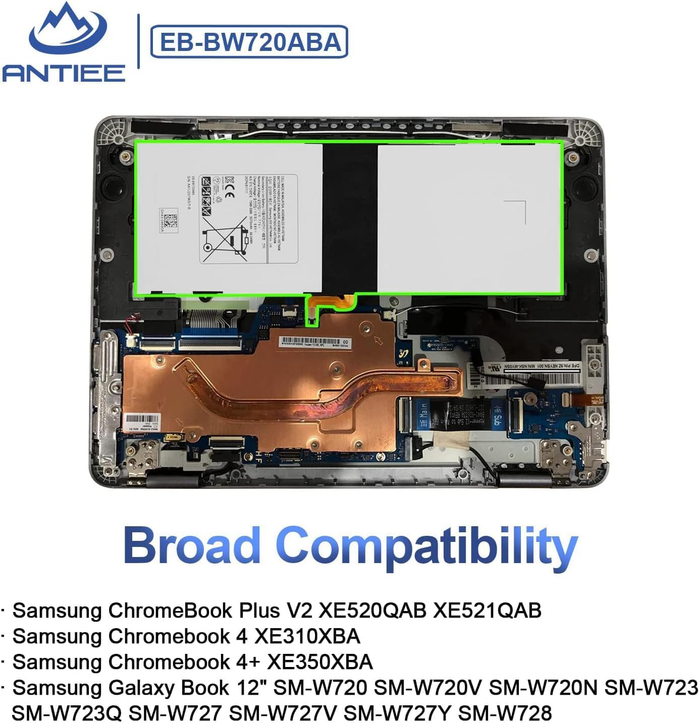 Antiee Batteria Tablet EB-BW720ABA per Samsung ChromeBook Plus V2 - immagine 6
