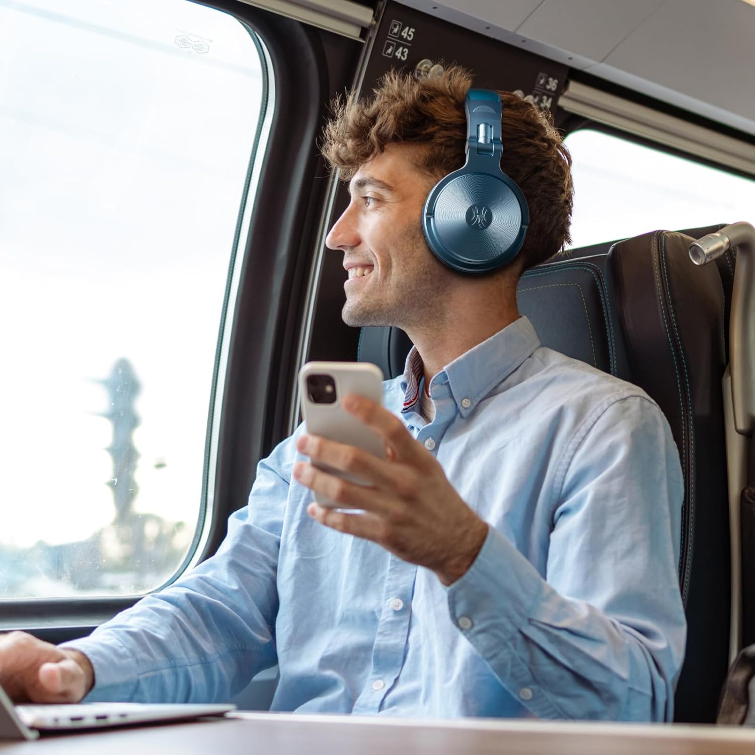 Oneodio ProC - Cuffie Bluetooth e Cablate 110h, Blu Cielo - immagine 6