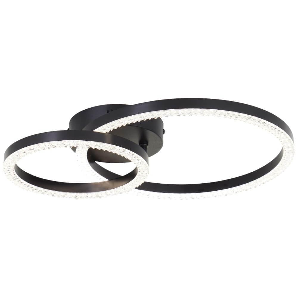 Brilliant Plafoniera LED Rotonda Nera con Cristallo