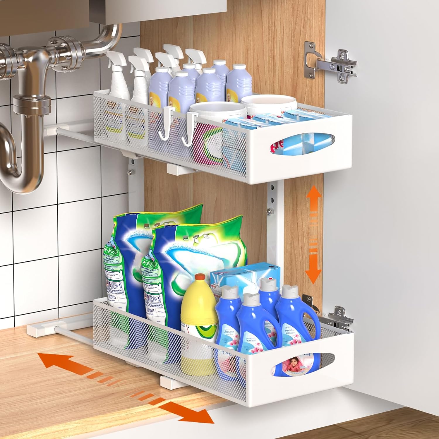 Housolution Organizer Sottolavello Cucina in Metallo, Bianco - immagine 1
