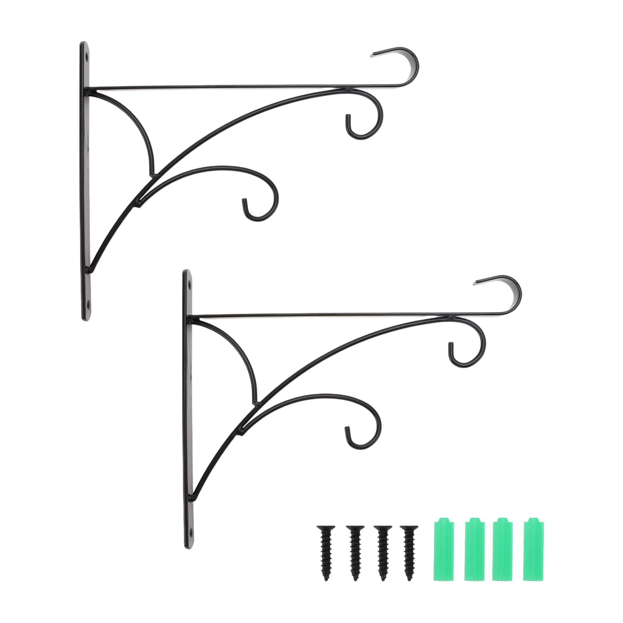 2 ganci per piante con viti, 11,8 pollici, colore nero