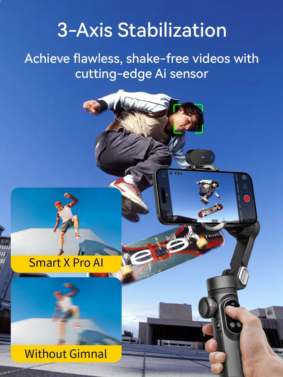 Gimbal Sensore AI Smart X Pro, Nero - immagine 3