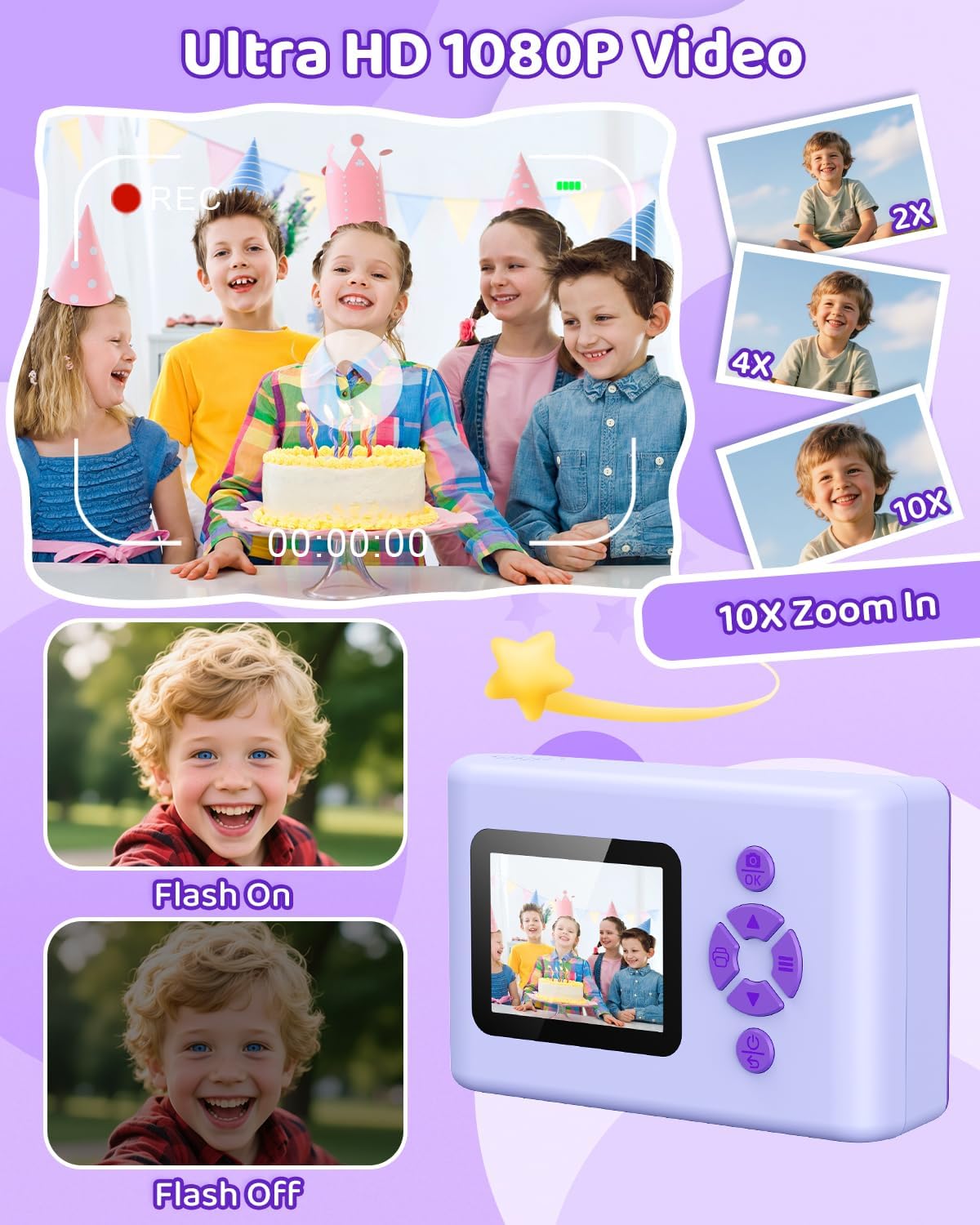 Macchina Fotografica Istantanea Bambini 20MP 1080P - immagine 3