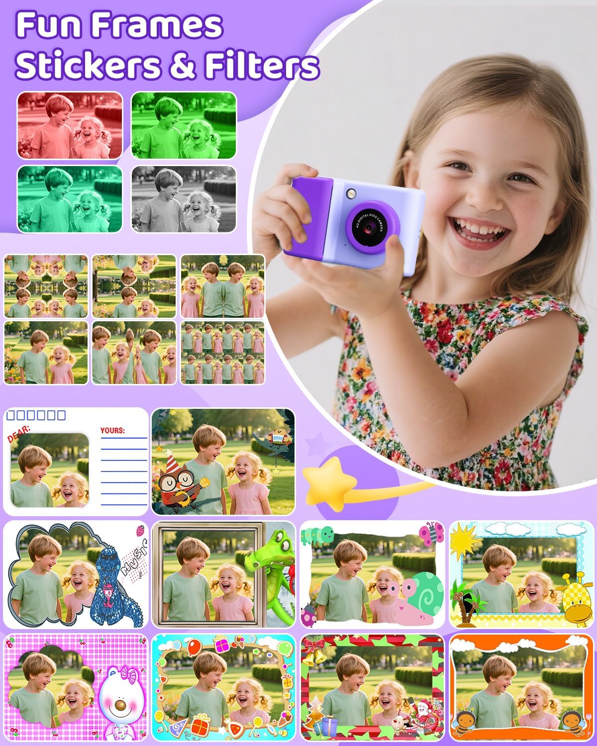 Macchina Fotografica Istantanea Bambini 20MP 1080P - immagine 6
