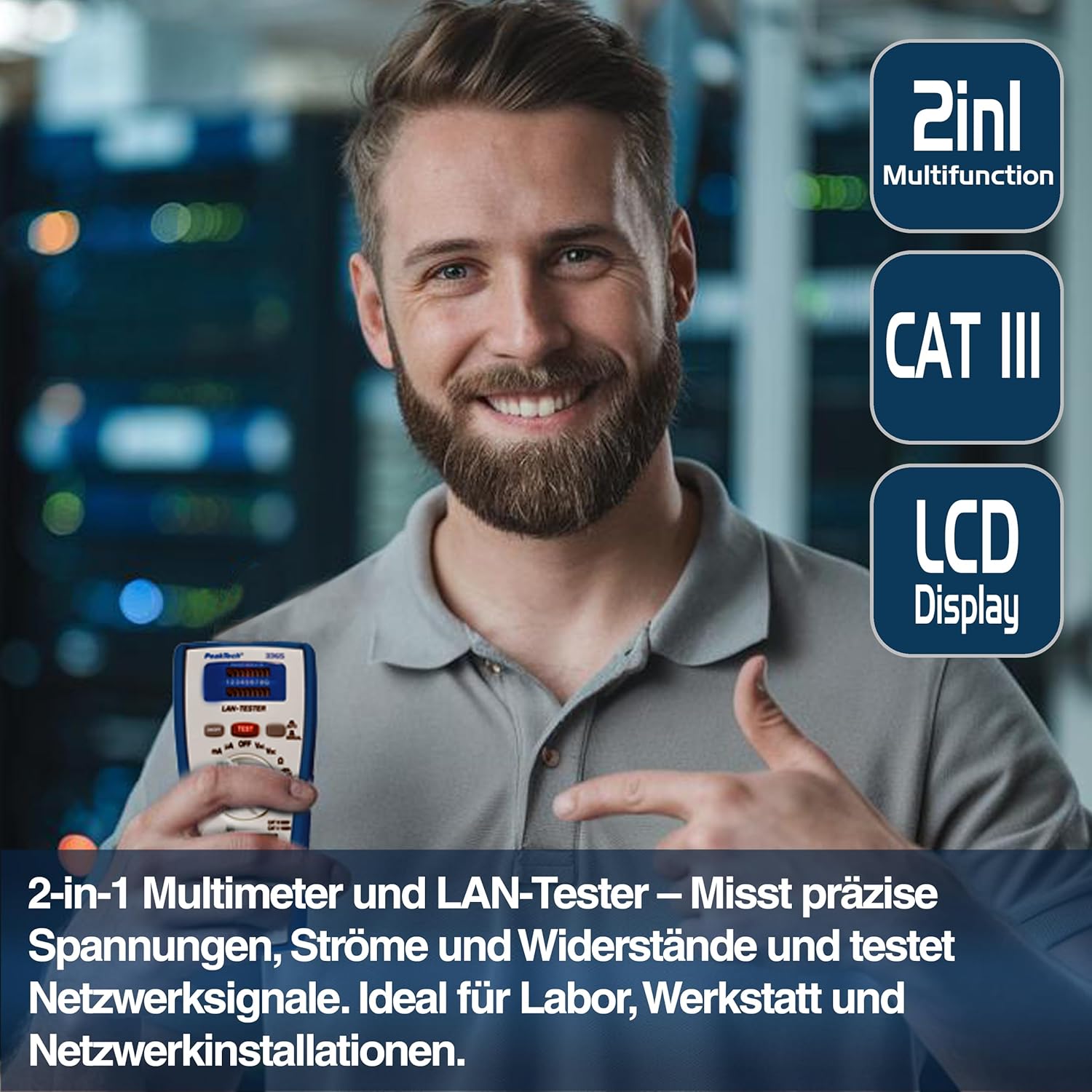 Peaktech 3365 – Multimetro Digitale RMS con Tester LAN - immagine 3