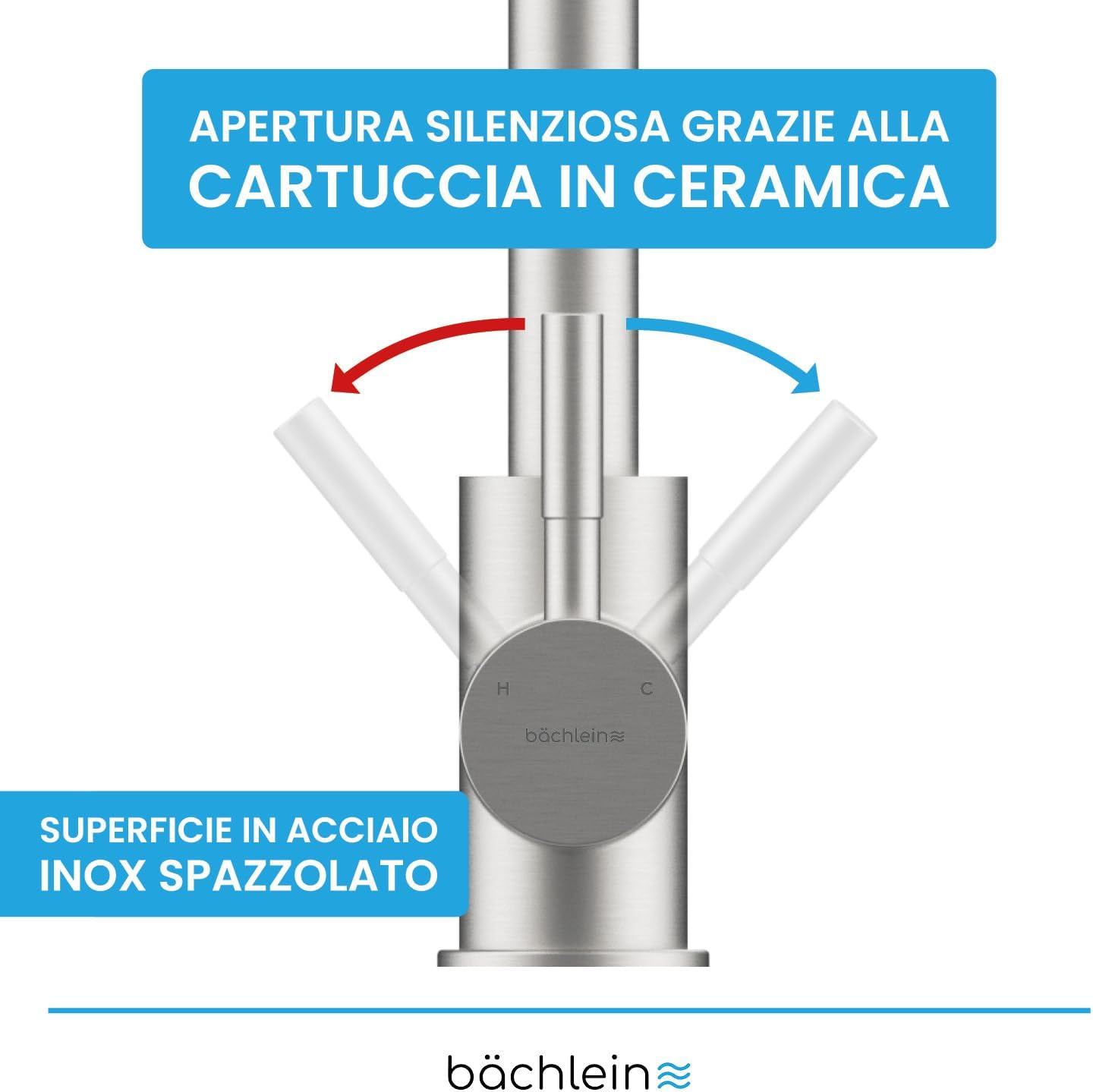 Bächlein Rubinetto Cucina Girevole 360° Acciaio Inox - immagine 2