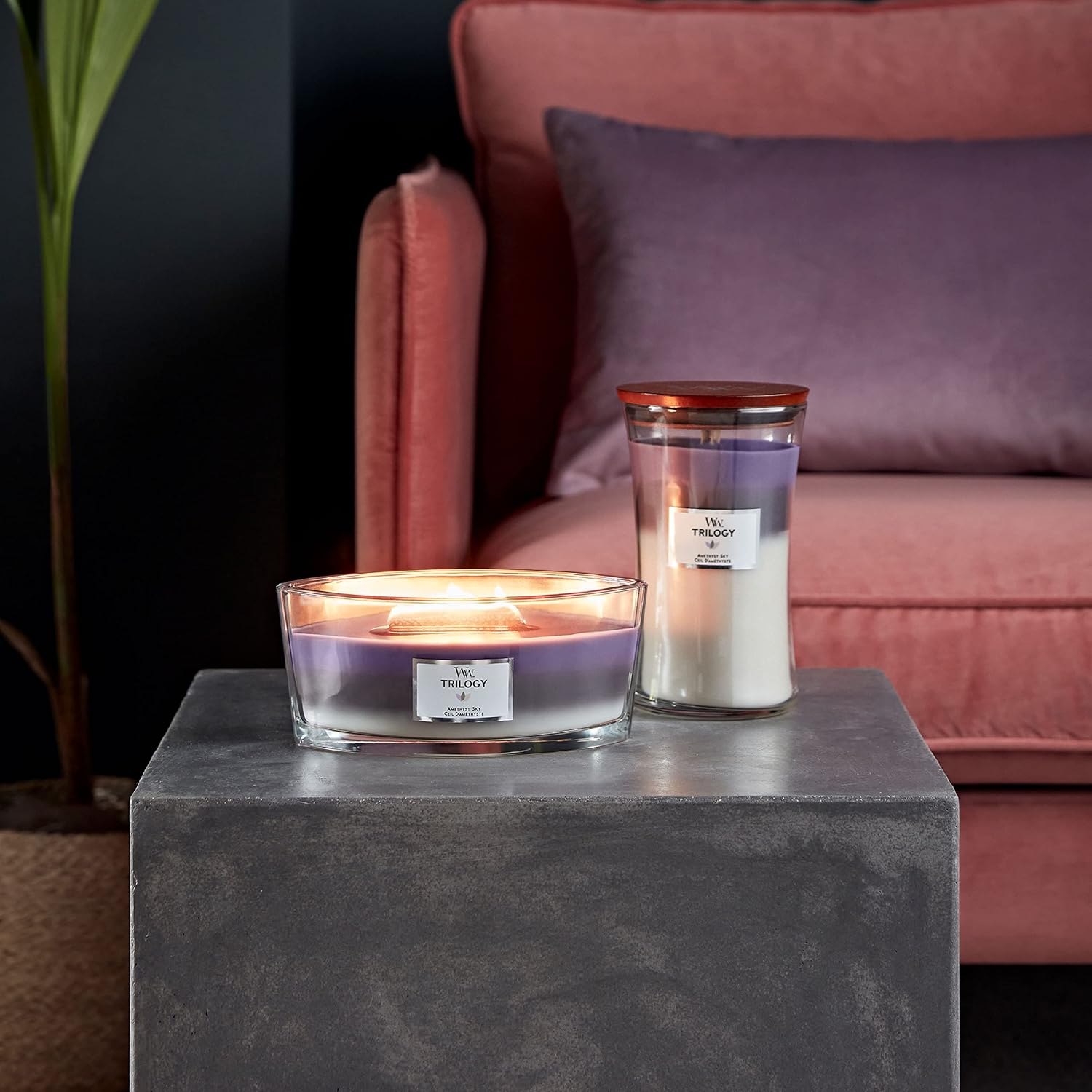 Woodwick Trilogy Candela Ellipse Amethyst Sky - immagine 5
