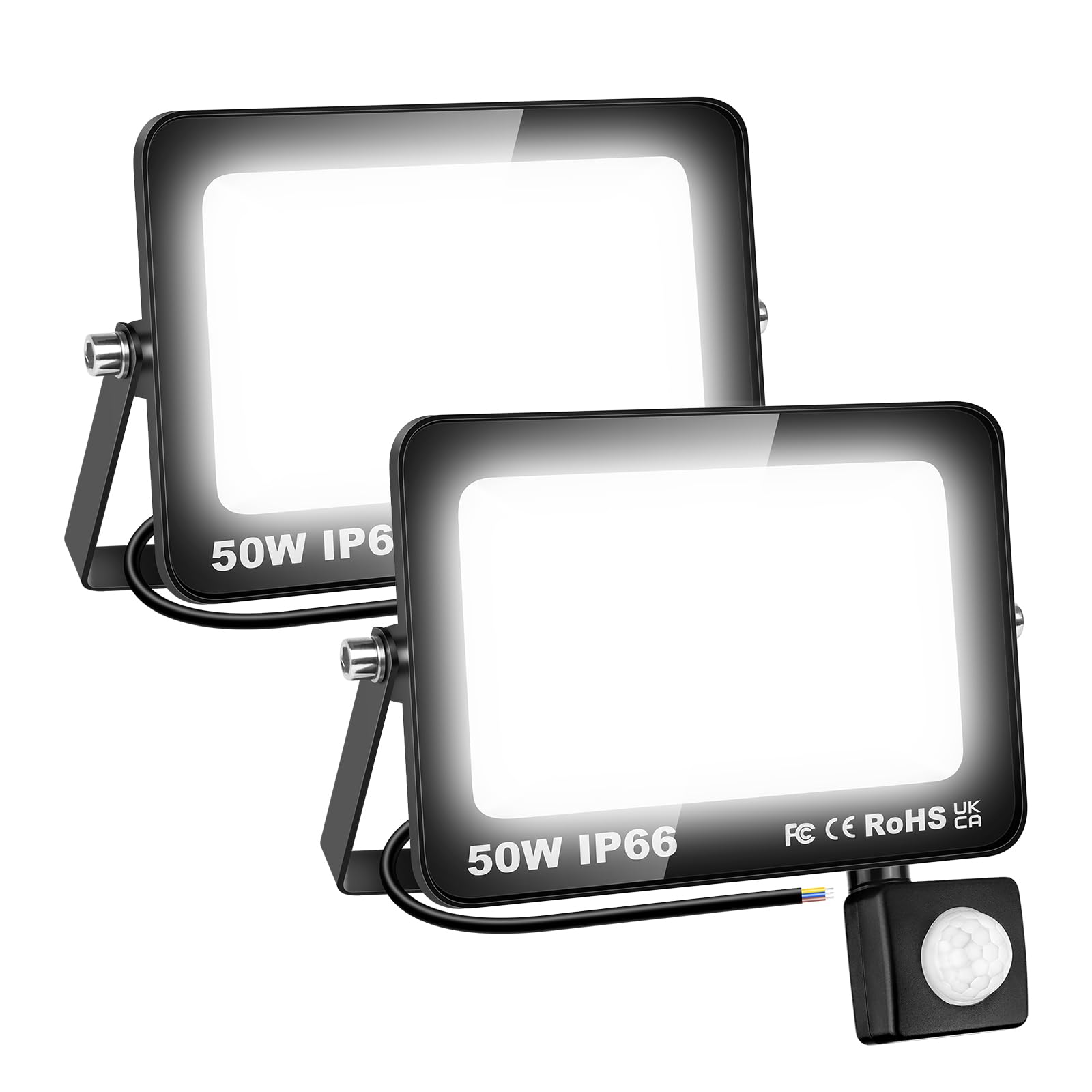 Skyworld 2 Pezzi Faretto LED da Esterno 50W con Sensore