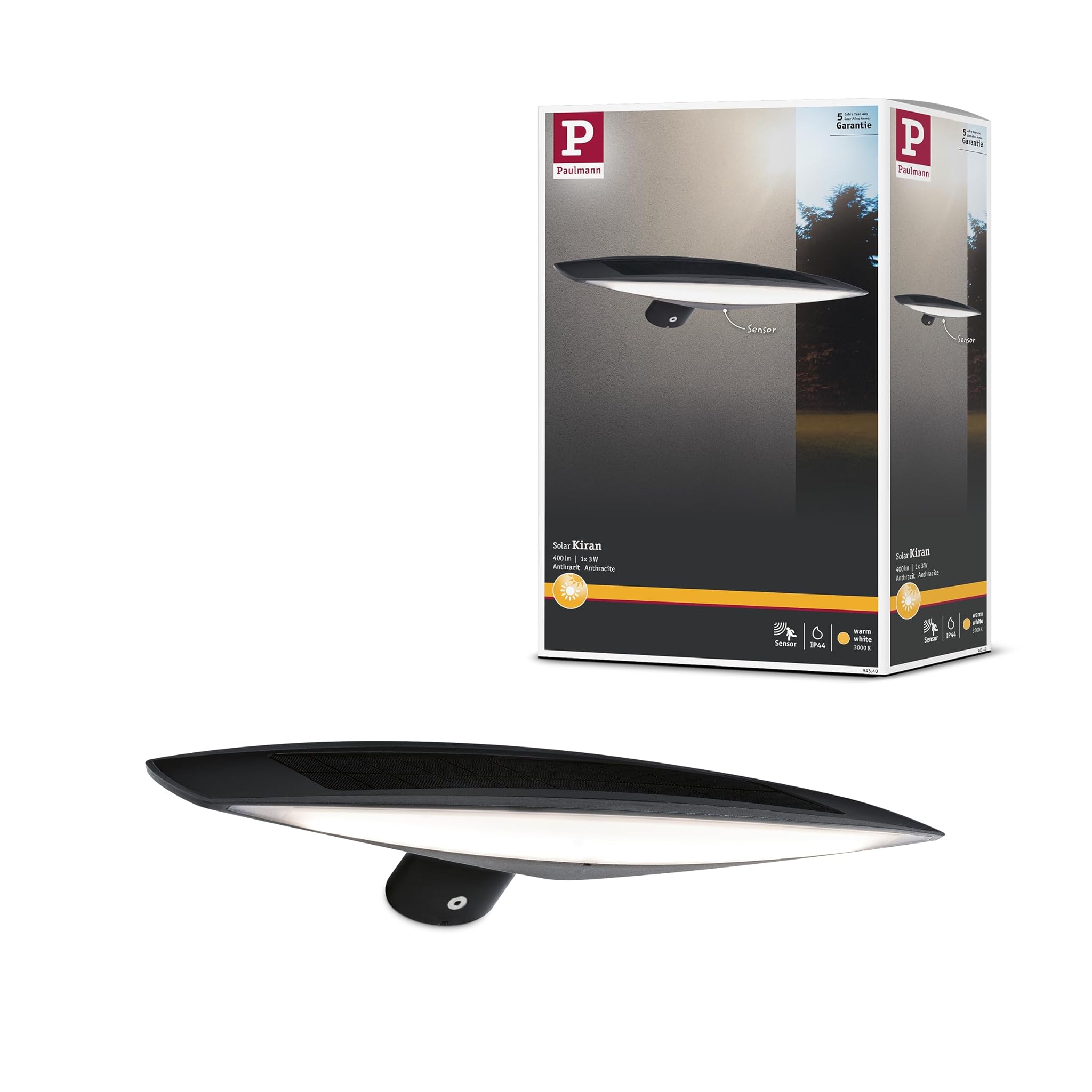 Paulmann 94340 Apparecchio Parete Esterna Solare LED Kiran