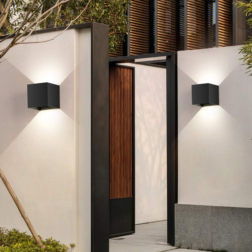 LEDMO 4 Pezzi Applique da Parete Interno/Esterno 12W Lampade da Parete Angolo del Fascio Regolabile su e Giù Nero Applique Esterno IP65 Impermeabile 4000K Bianco Naturale - immagine 4