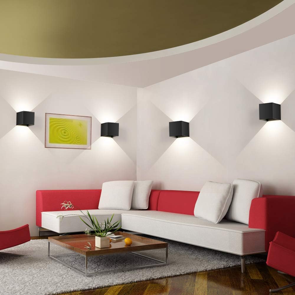 LEDMO 4 Pezzi Applique da Parete Interno/Esterno 12W Lampade da Parete Angolo del Fascio Regolabile su e Giù Nero Applique Esterno IP65 Impermeabile 4000K Bianco Naturale - immagine 6
