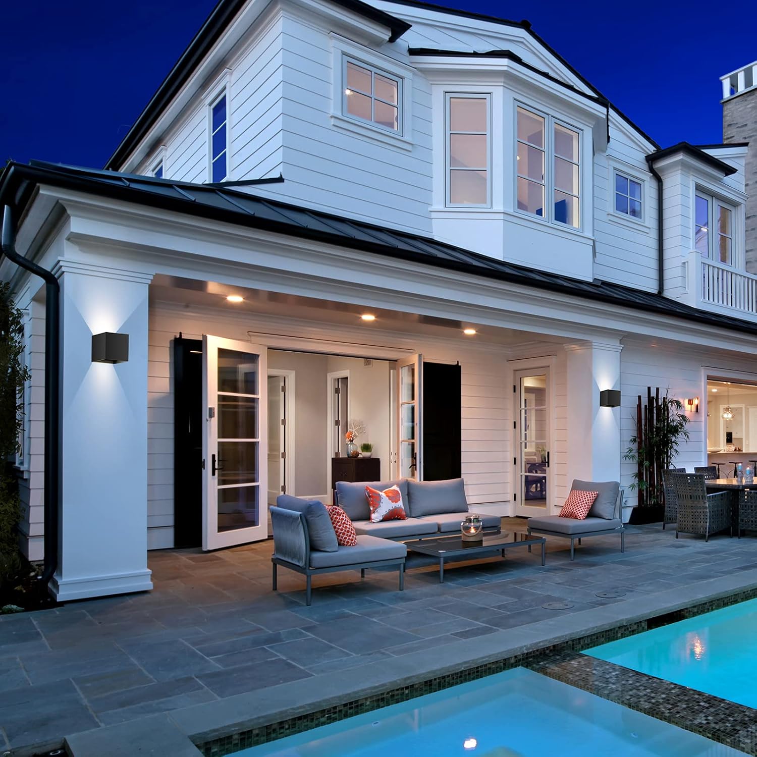 LEDMO 4 Pezzi Applique da Parete Interno/Esterno 12W Lampade da Parete Angolo del Fascio Regolabile su e Giù Nero Applique Esterno IP65 Impermeabile 4000K Bianco Naturale - immagine 7