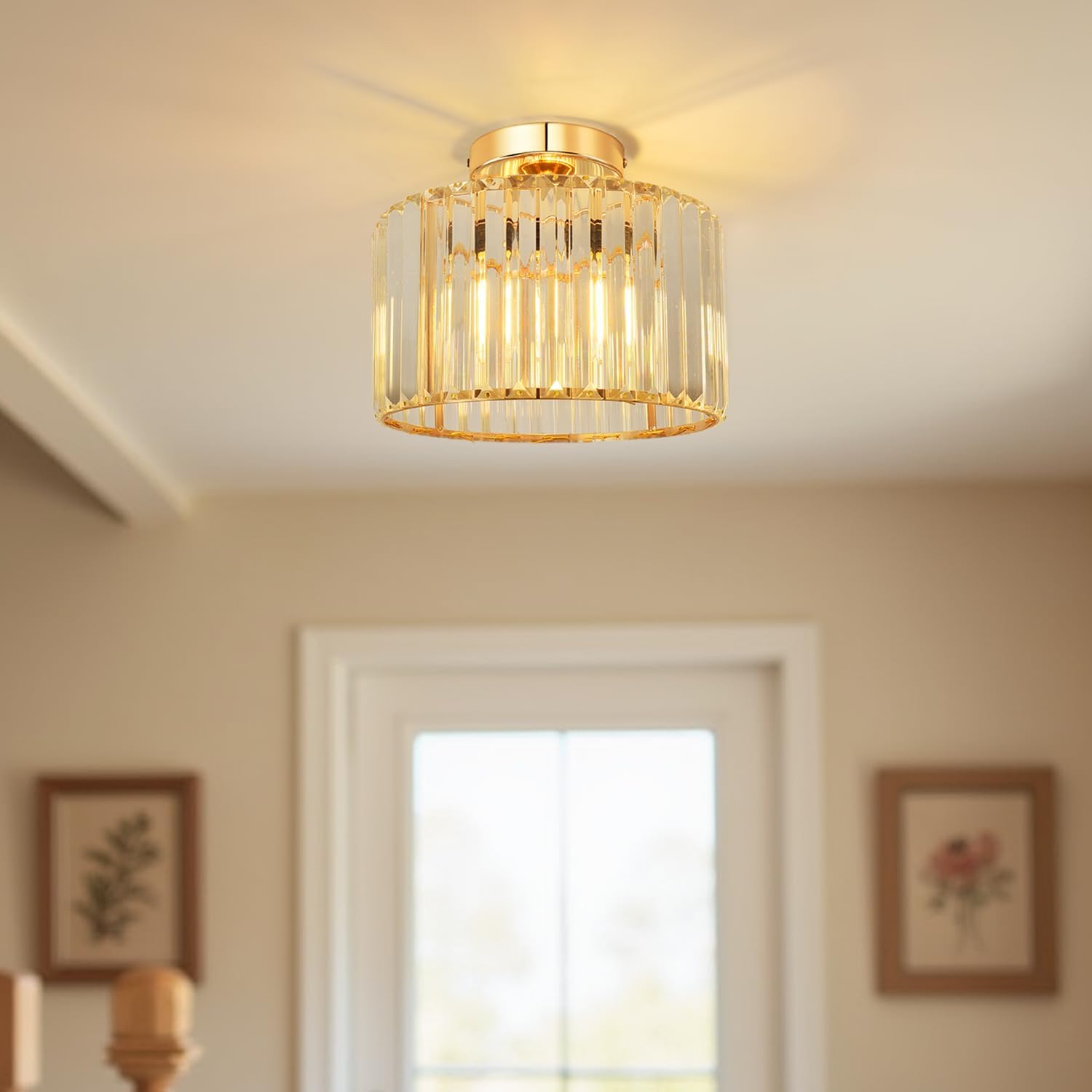 Anwio Lampada Soffitto Cristallo Oro E27 26.5 CM - immagine 2