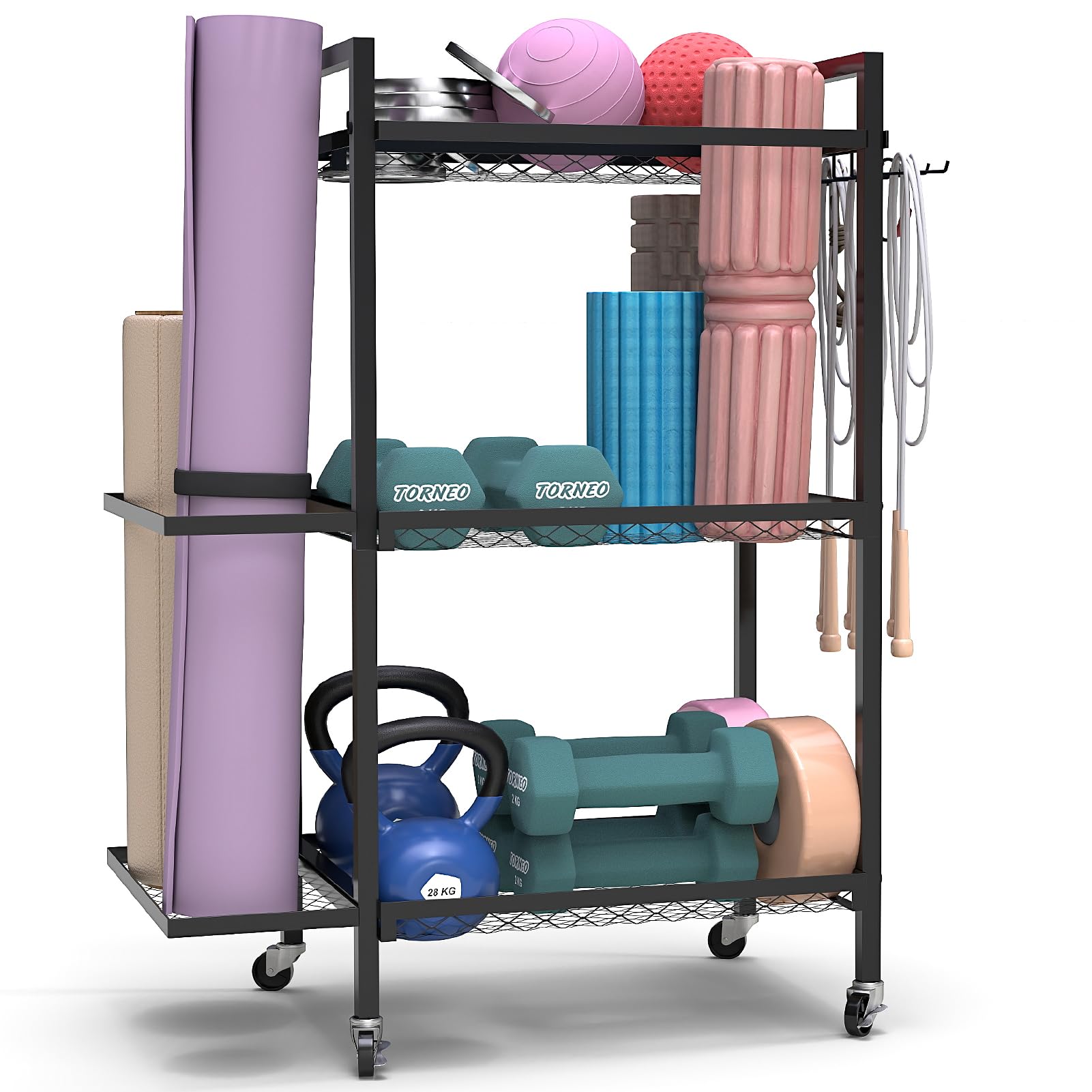 Tappetino Yoga Sportivo a 3 Ripiani in Metallo