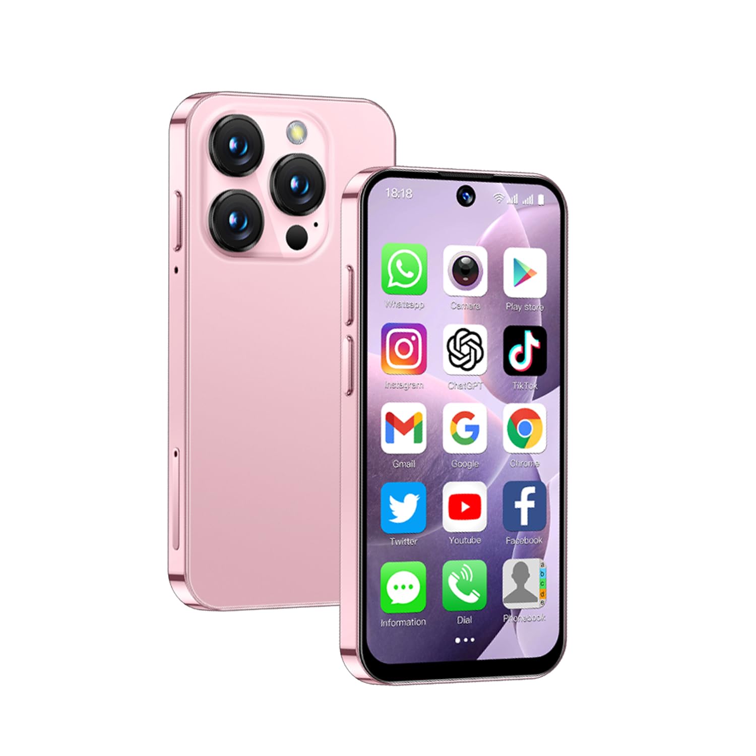 Smartphone Mini Sbloccato 2GB+16GB, Rosa