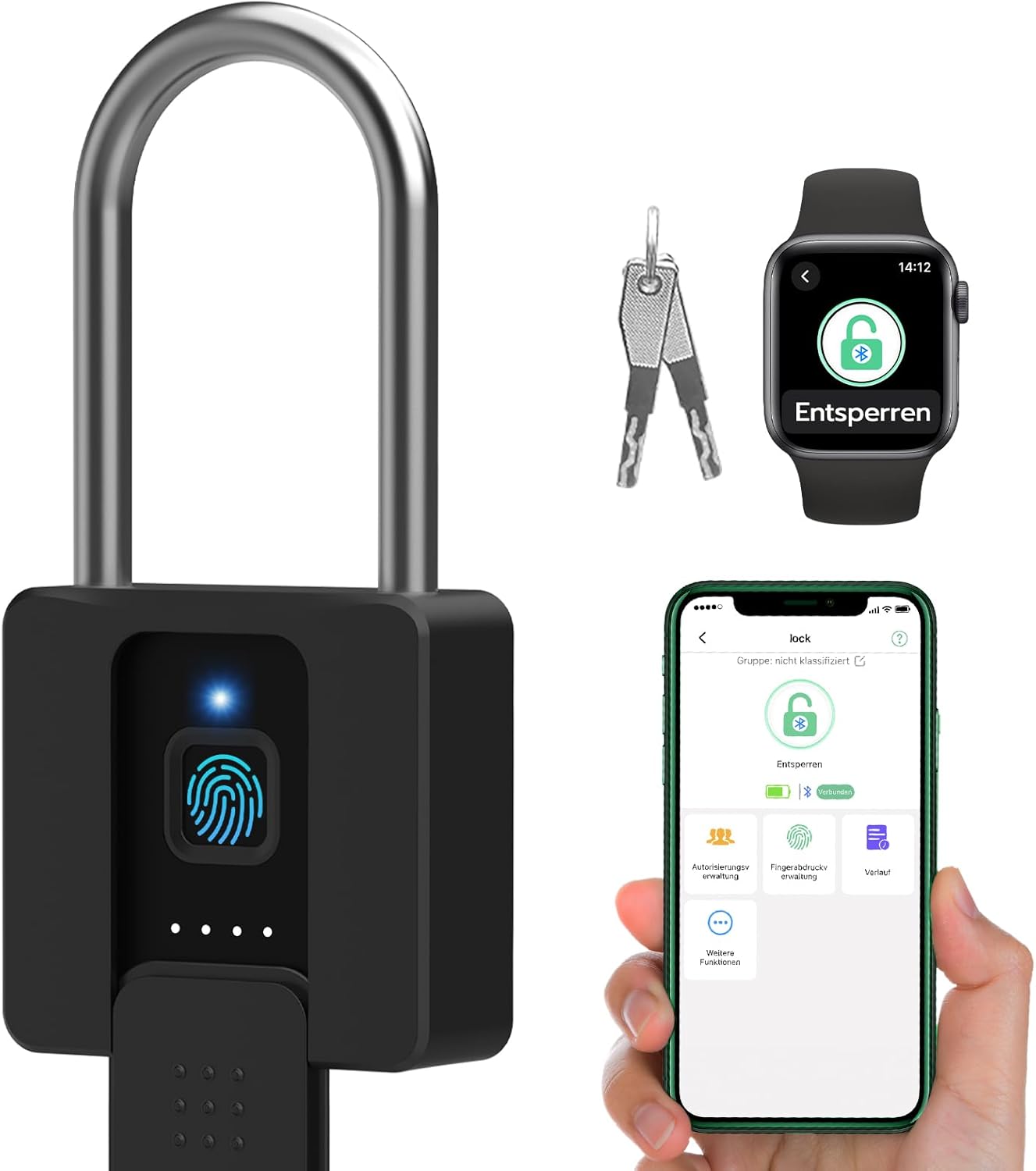 Lucchetto a Impronta Digitale Eseesmart con Chiave - immagine 1