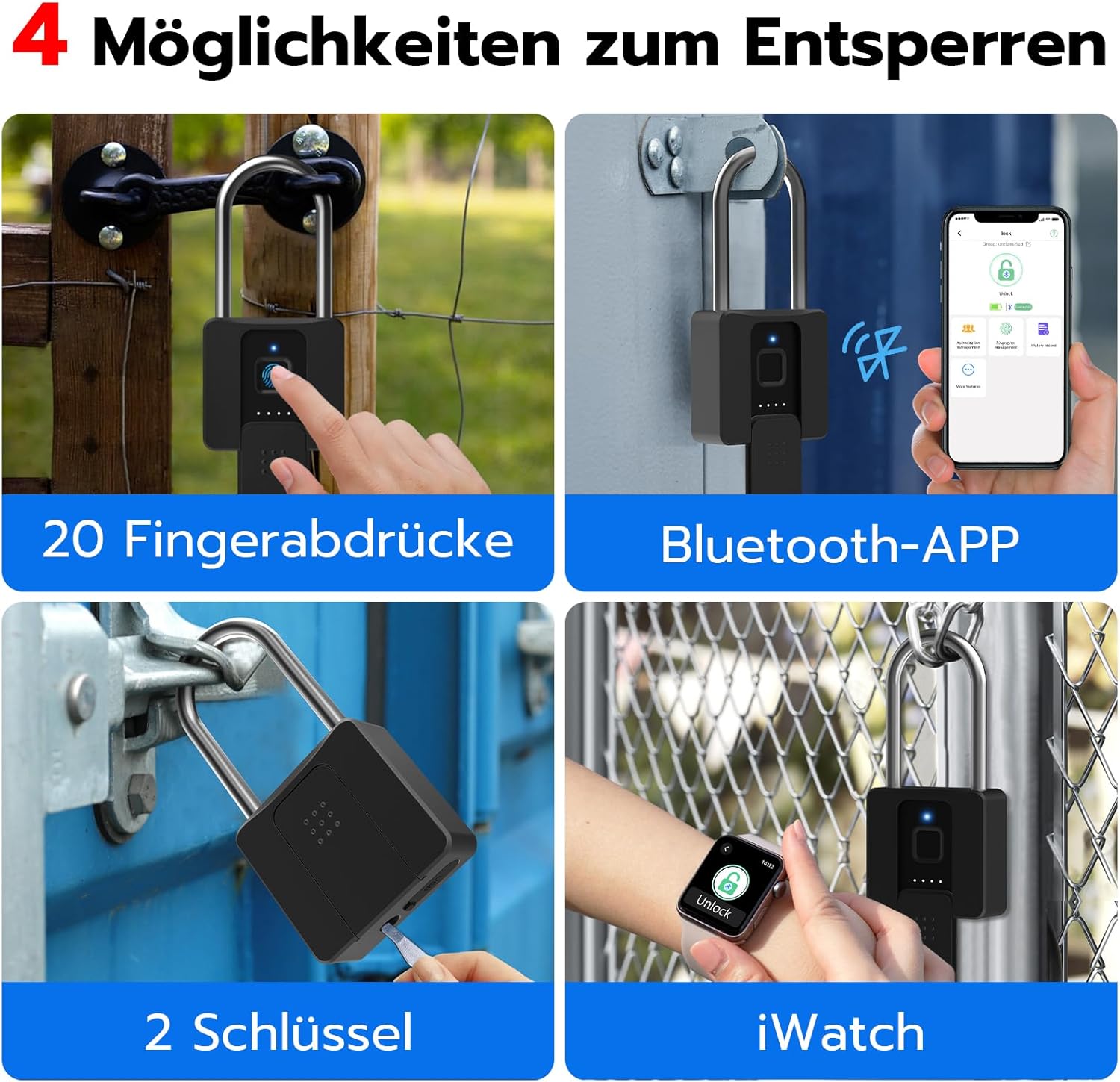 Lucchetto a Impronta Digitale Eseesmart con Chiave - immagine 2