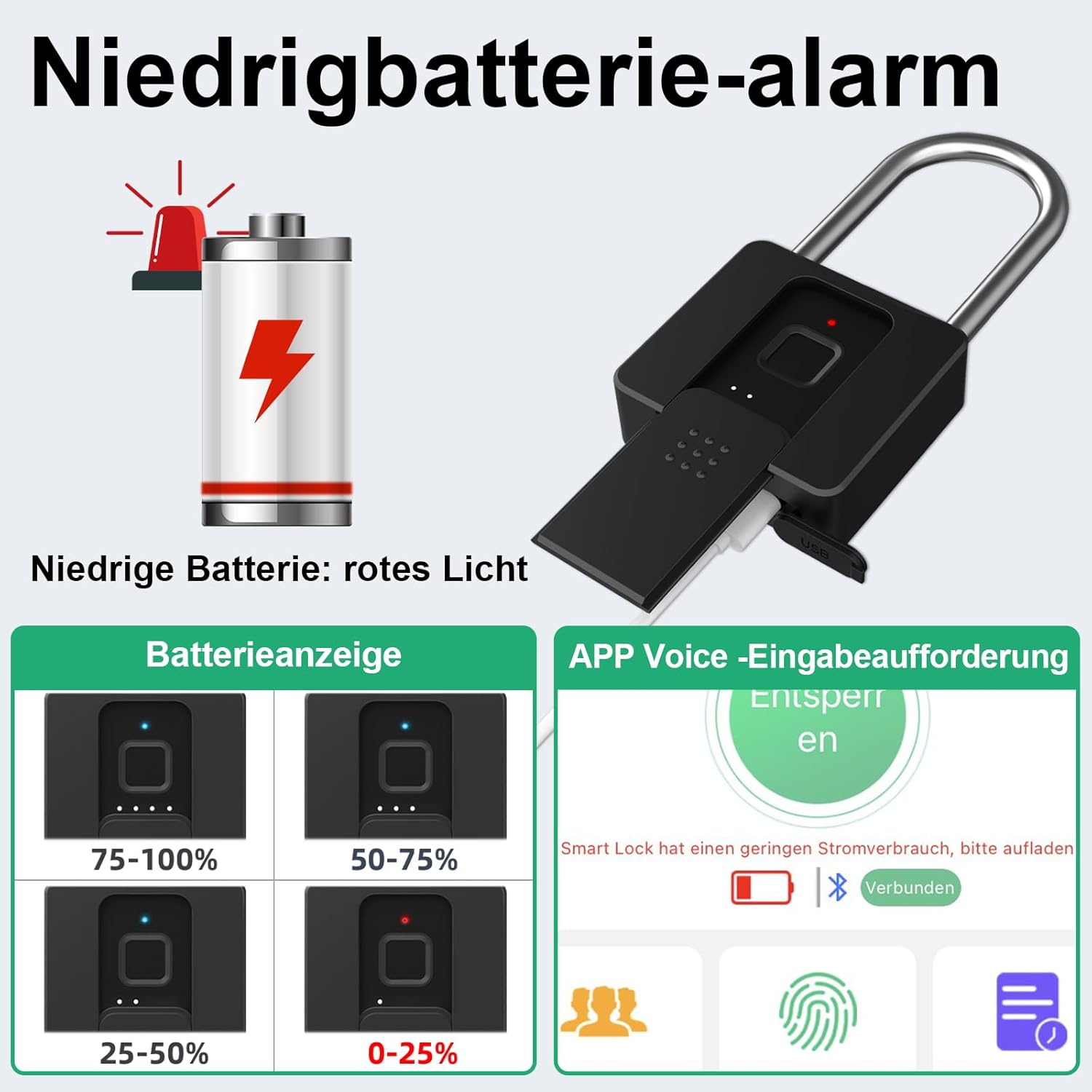 Lucchetto a Impronta Digitale Eseesmart con Chiave - immagine 3