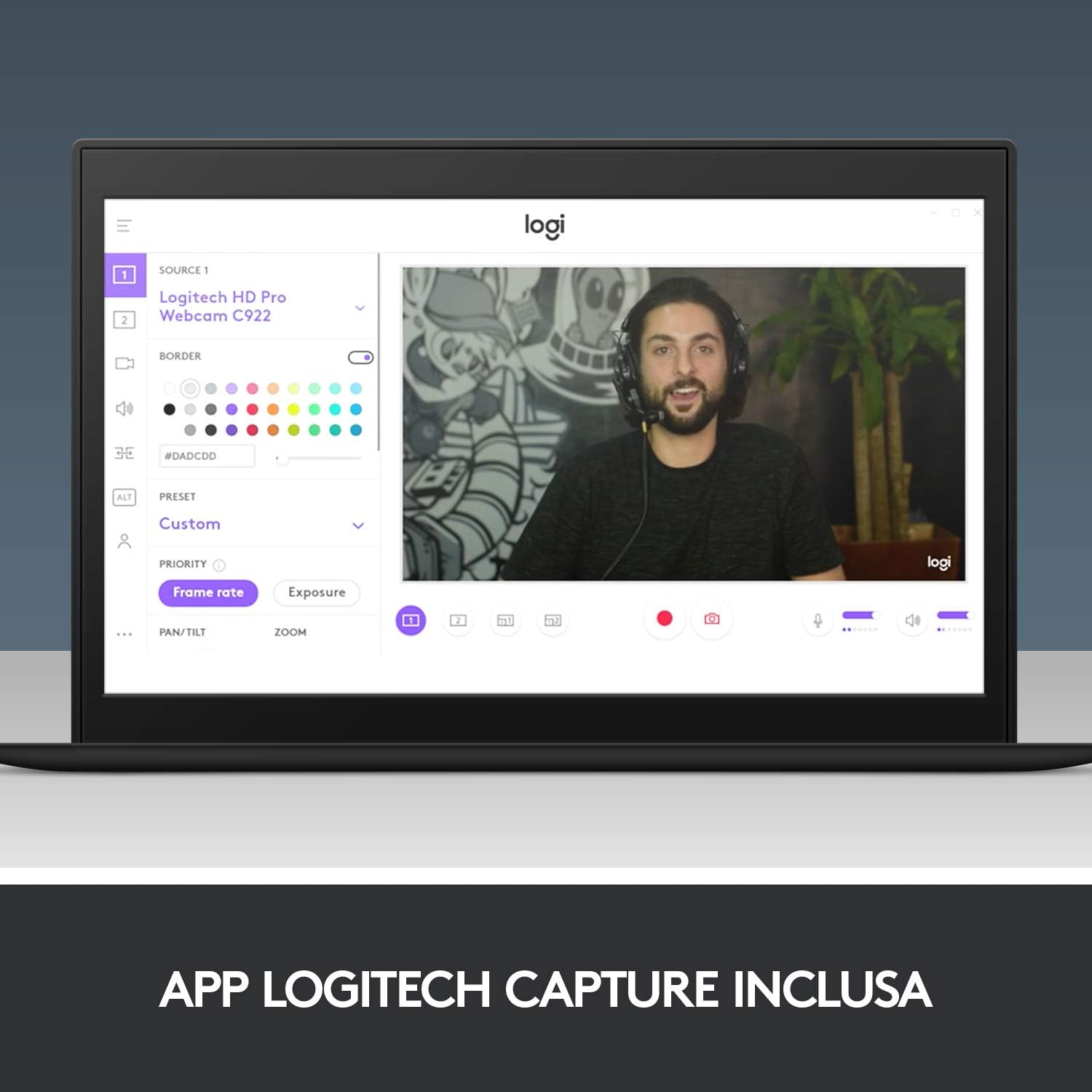 Logitech C922 Pro Stream Webcam HD 1080p/30fps, Nero - immagine 10
