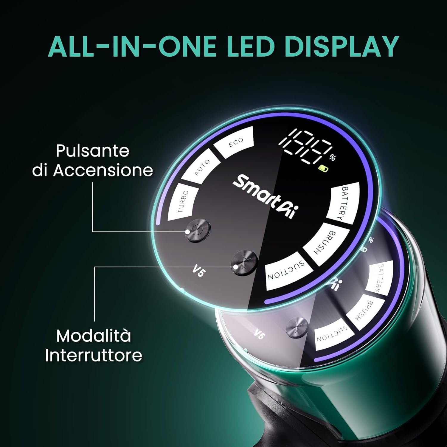 Smartai V5 Aspirapolvere Senza Fili 50Kpa/600W - immagine 4