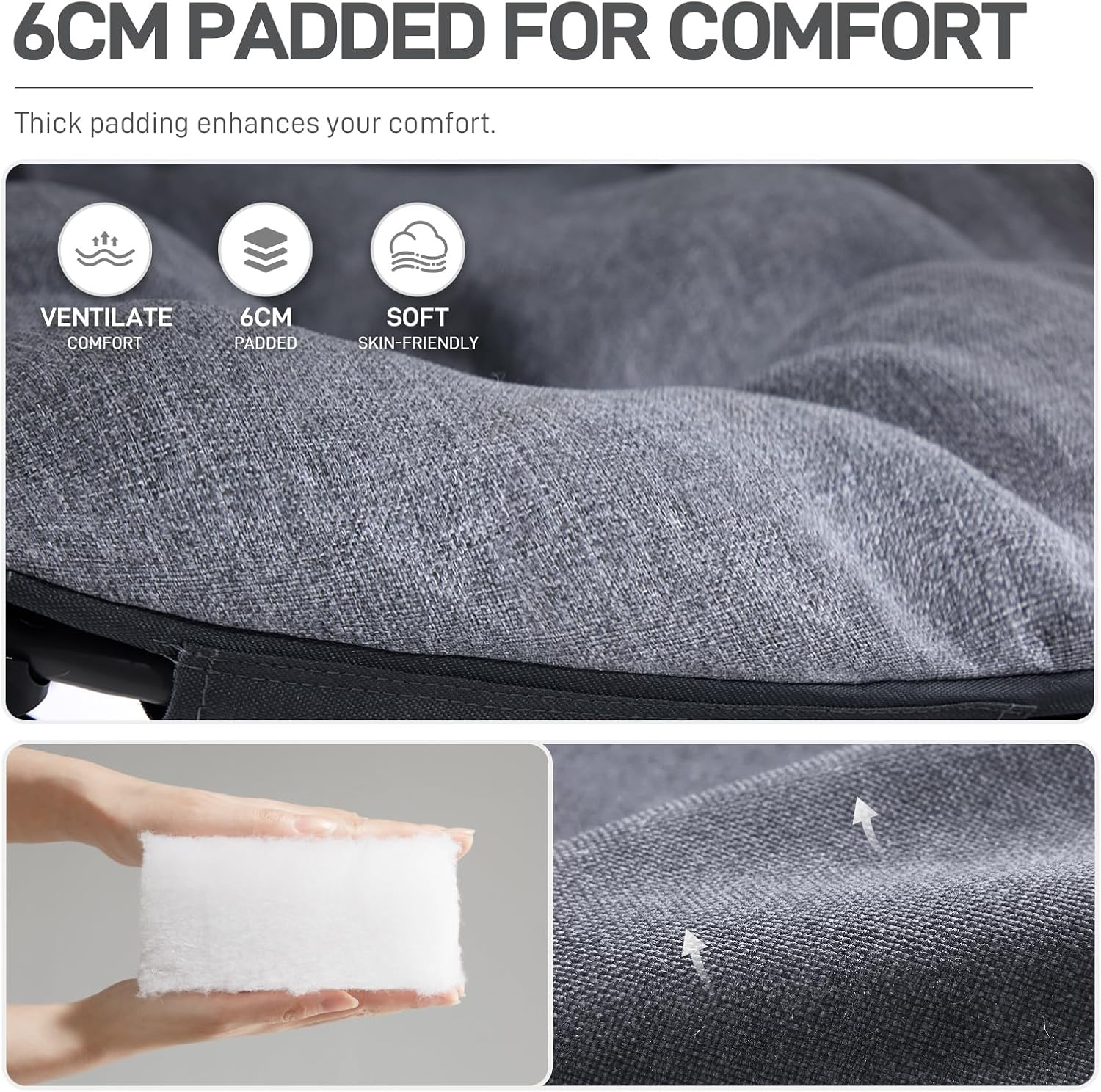 Ever Advanced Moonchair - Sedia Pieghevole XXL, Grigio - immagine 4