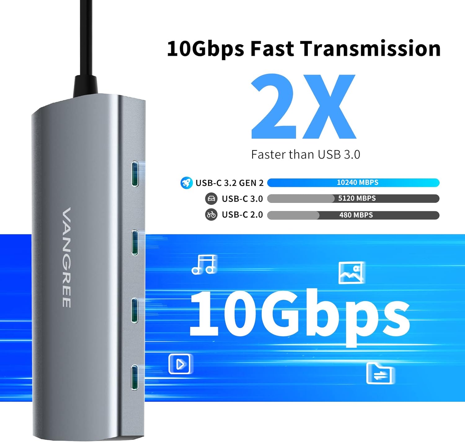 Hub USB-C 10Gbps con HDMI 4K@60Hz e PD 100W - immagine 3