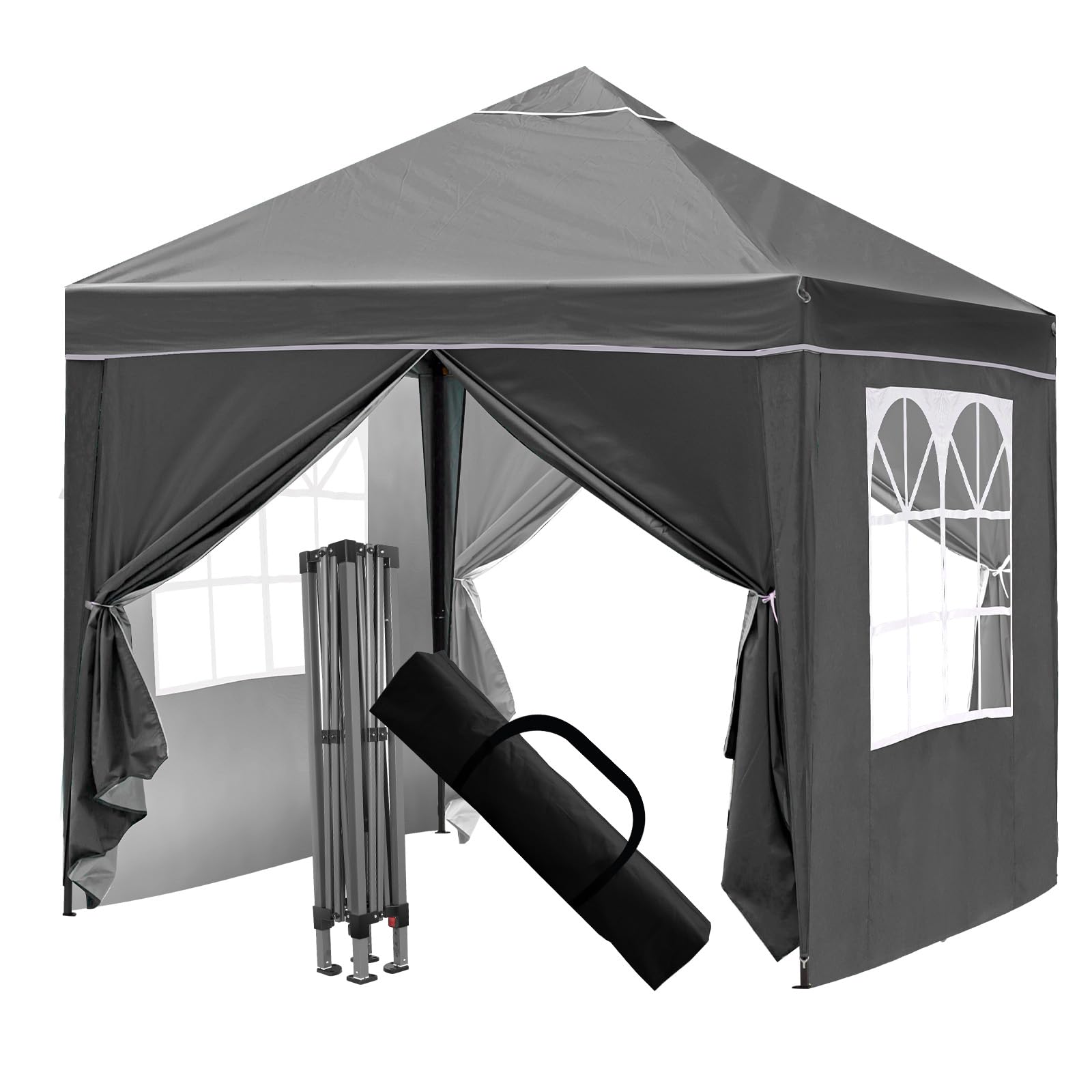 Gazebo Pop-Up con Pareti Laterali Rimovibili, Grigio