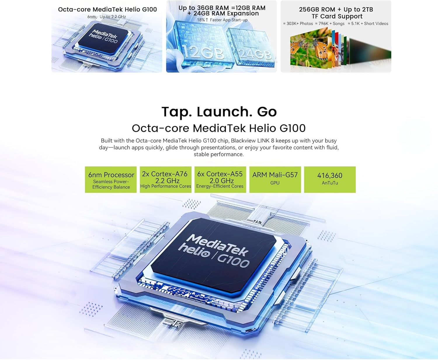 Blackview Tablet LINK8 12,7″ Android15, Viola Nuvoloso - immagine 4