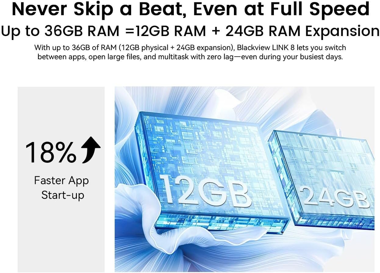 Blackview Tablet LINK8 12,7″ Android15, Viola Nuvoloso - immagine 5