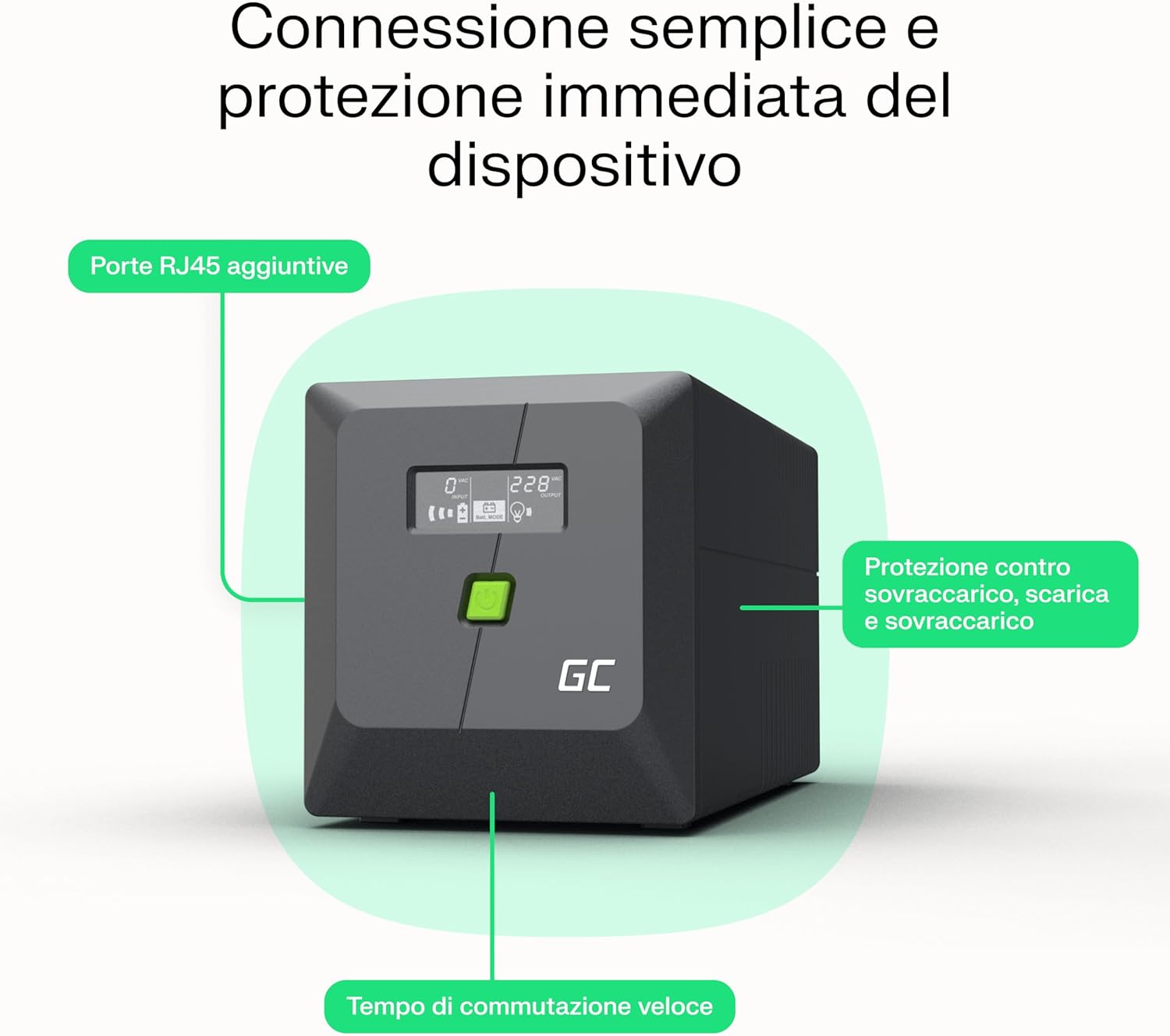Green Cell UPS Line-Interattivo 2 kVA 1200 W - immagine 4