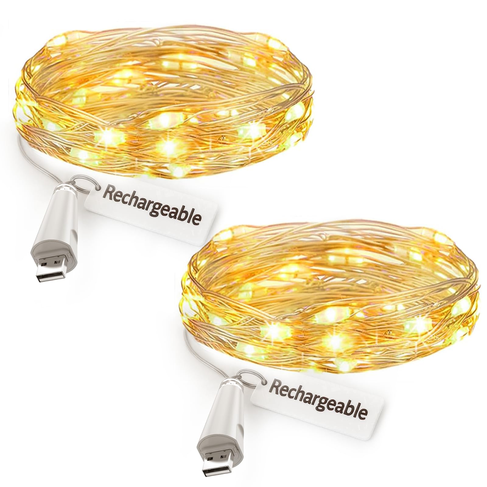 Luci LED Ricaricabili USB 2m - 20 LED su Filo di Rame