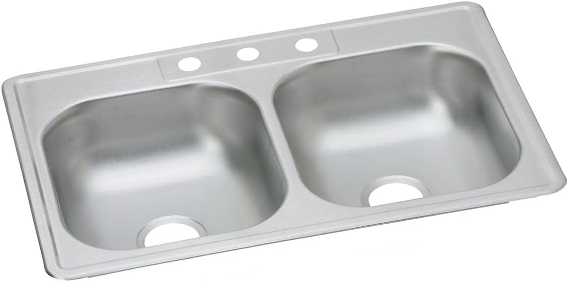 Elkay D233223 Dayton Equal-Lavello Doppio da Incasso, in Acciaio Inox, Raso